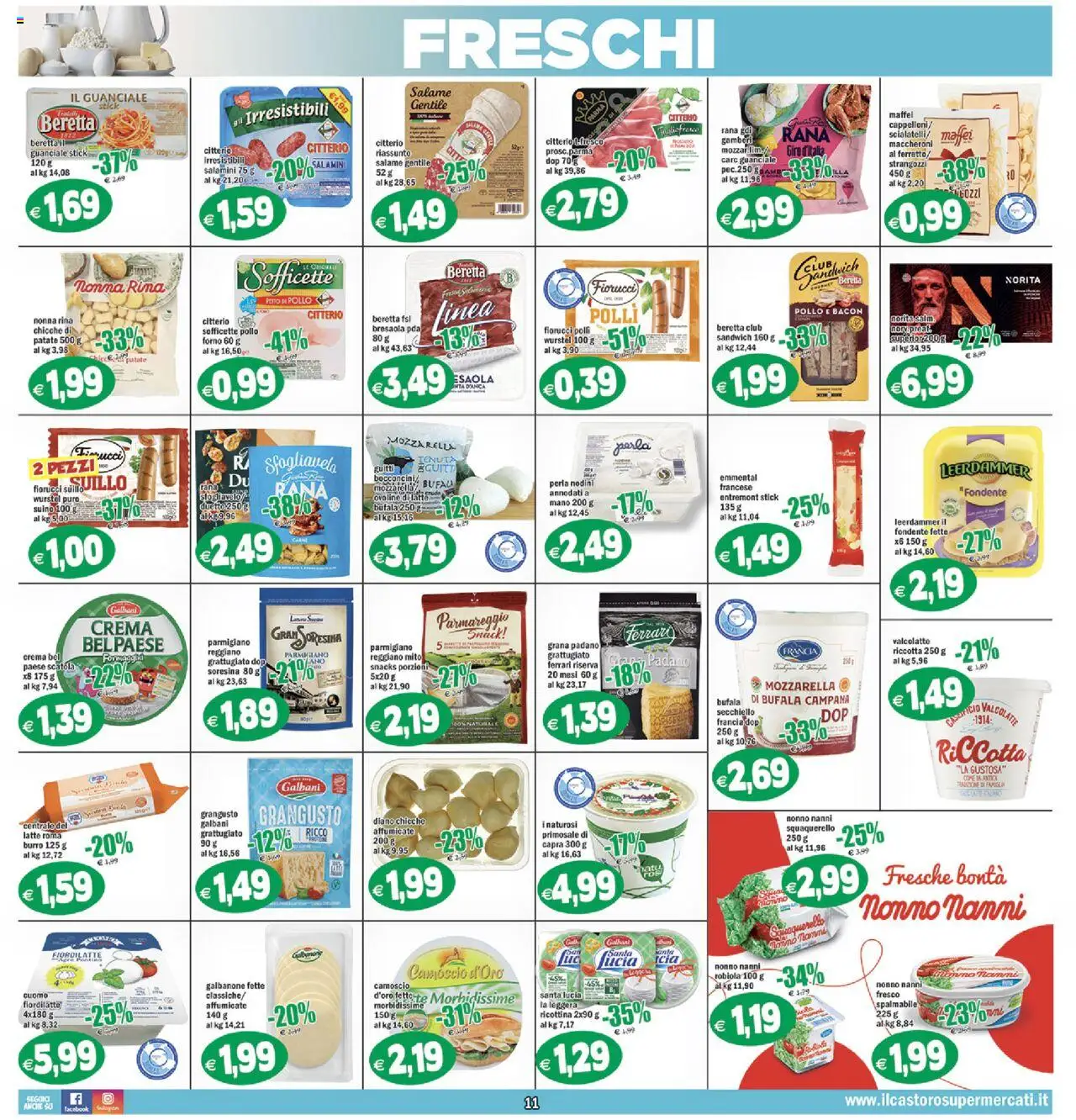 Volantino Il Castoro del 06.08.2025 | Pagina: 11 | Prodotti: Patate, Wurstel, Grana Padano, Robiola