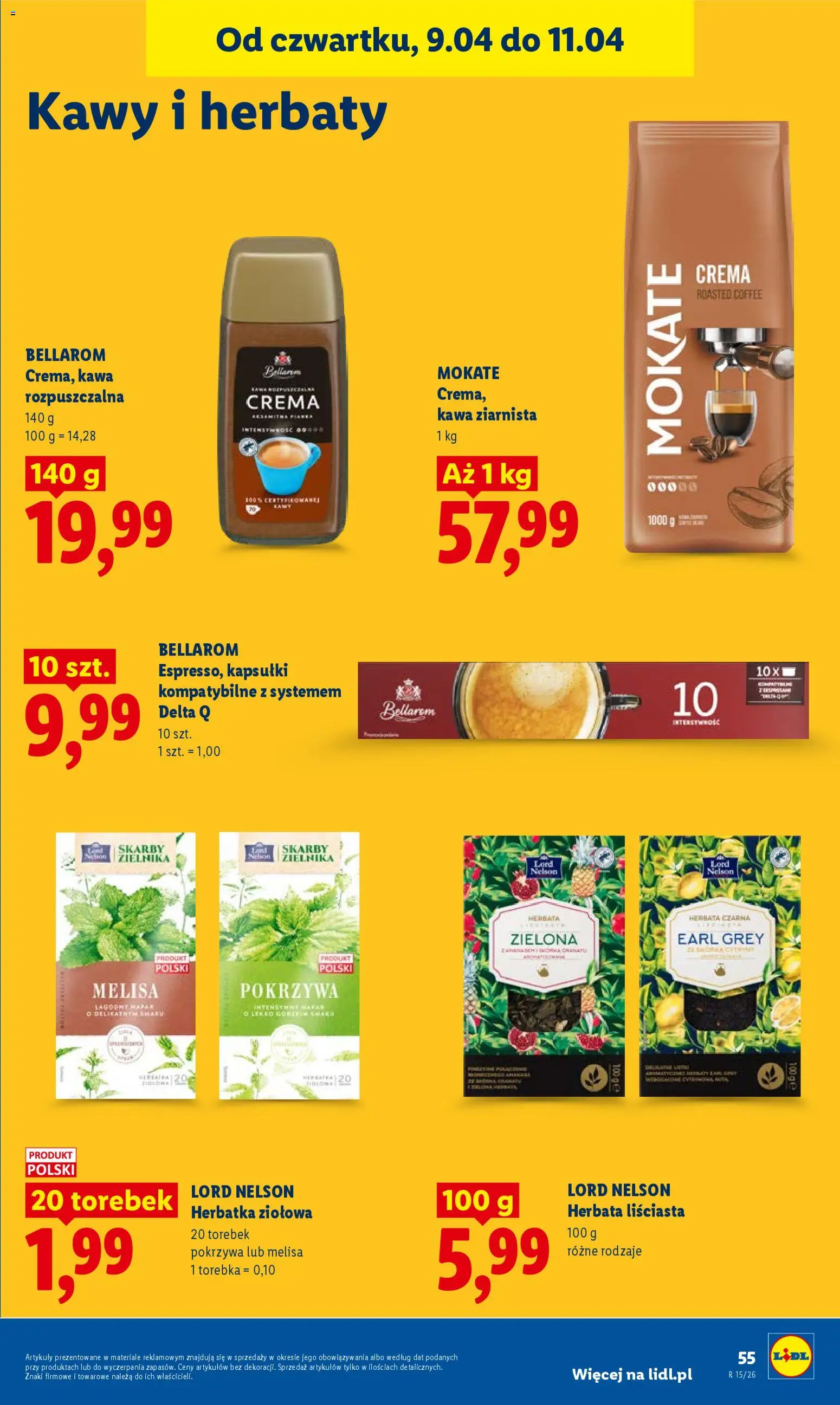 Lidl Polsko leták od 09.04.2026 | Strana: 57 | Produkty: Mokate, Crema, Bellarom