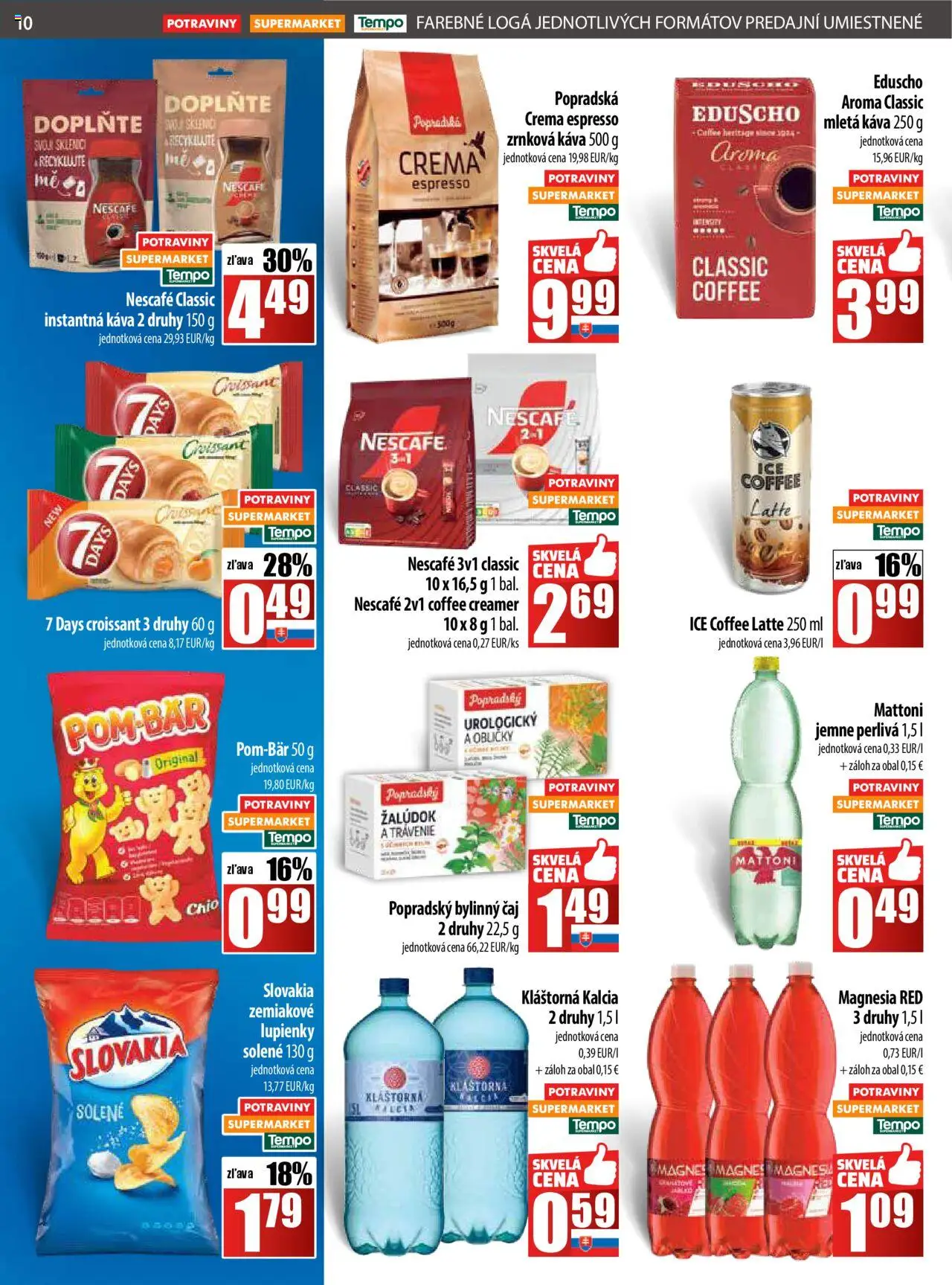 COOP Jednota leták │ platný od 31.07.2025 | Strana: 10 | Produkty: Croissant, Čaj, Nescafé Classic, Zrnková káva