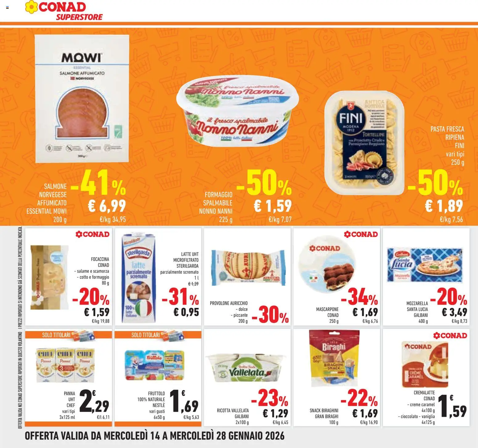 Volantino Conad del 14.01.2026 | Pagina: 22 | Prodotti: Provolone, Ricotta, Mascarpone, Parmigiano