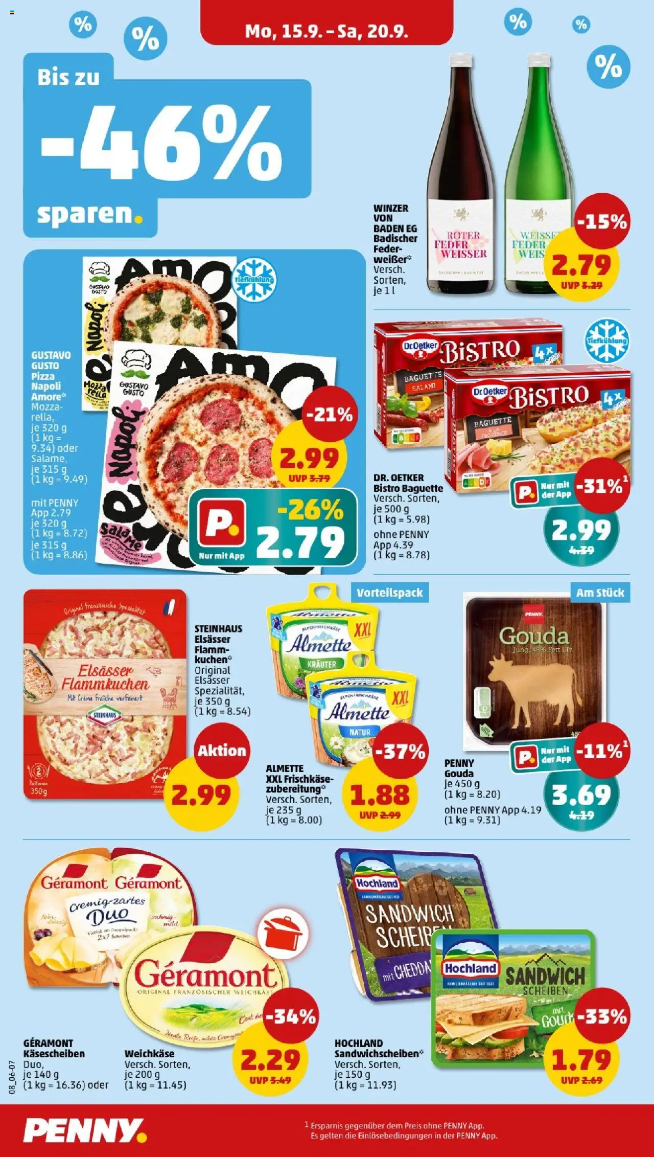 Penny - Saarland – gültig ab 15.09.2025 | Seite: 8 | Produkte: Geramont, Almette, Gouda, Baguette