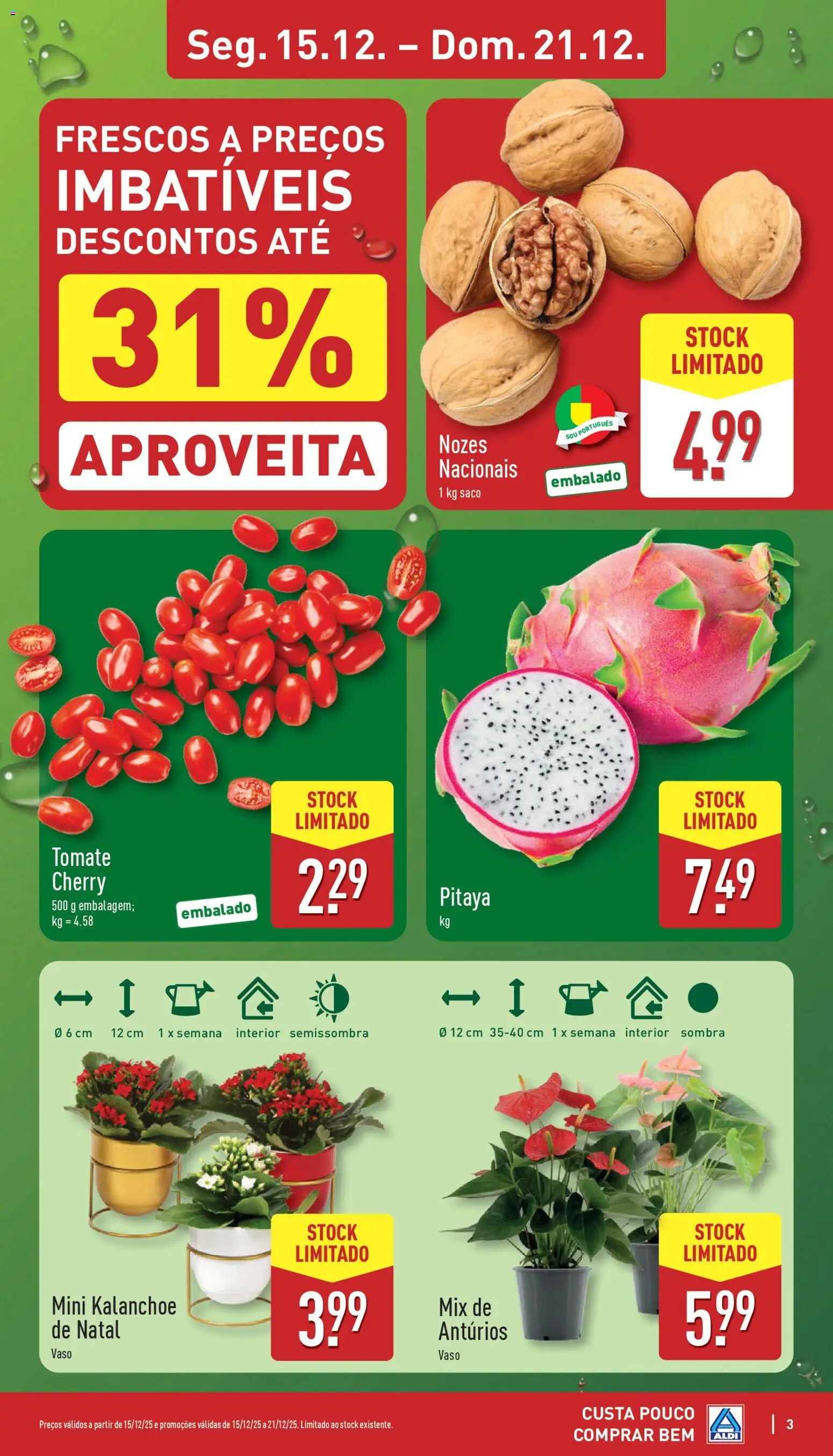 Aldi folheto │ válido de 15.12.2025 | Página: 3 | Produtos: Vaso, Tomate, Nozes
