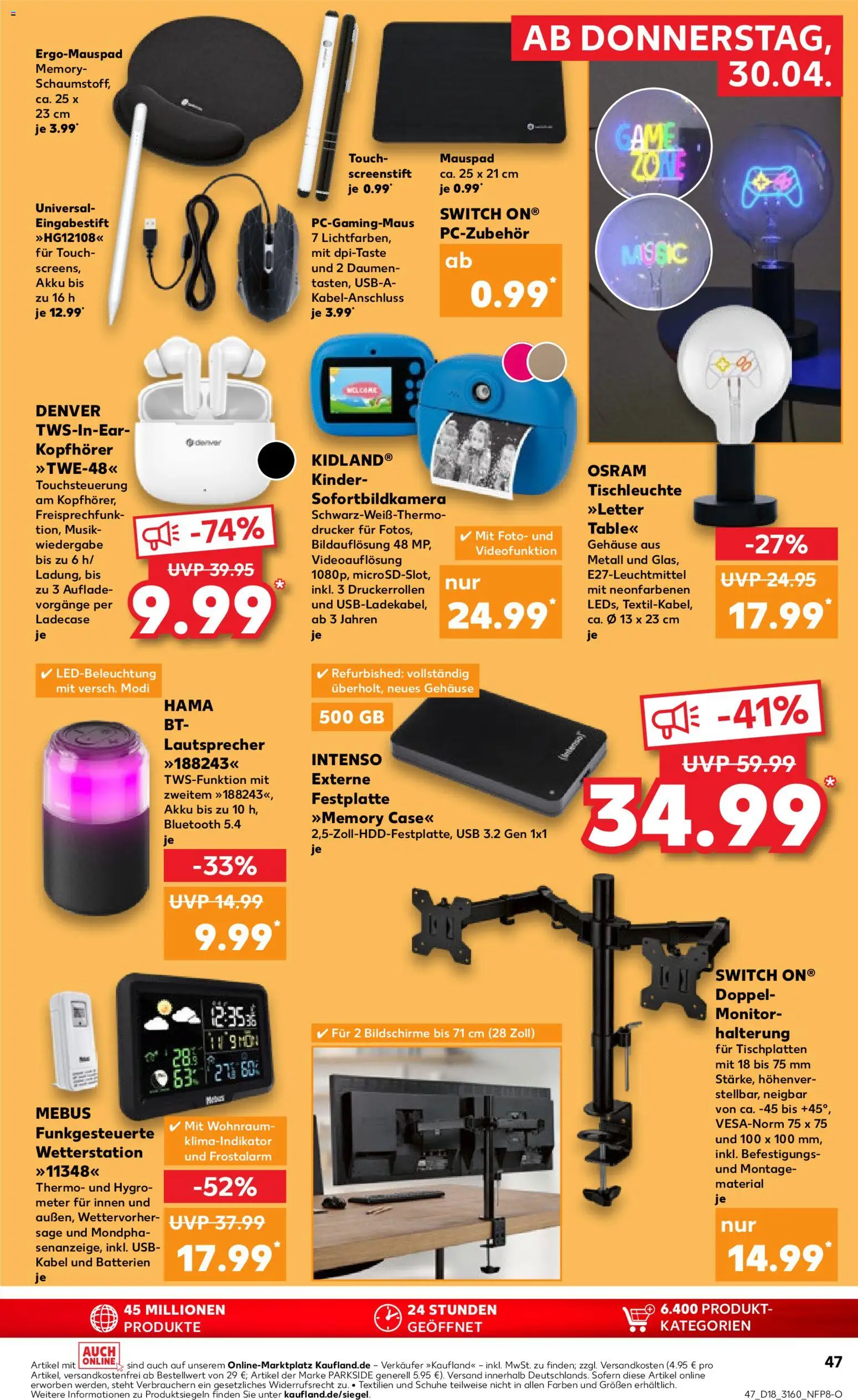 Kaufland Prospekt – gültig ab 30.04.2026 | Seite: 49 | Produkte: Kabel, Lautsprecher, Batterien, Monitor