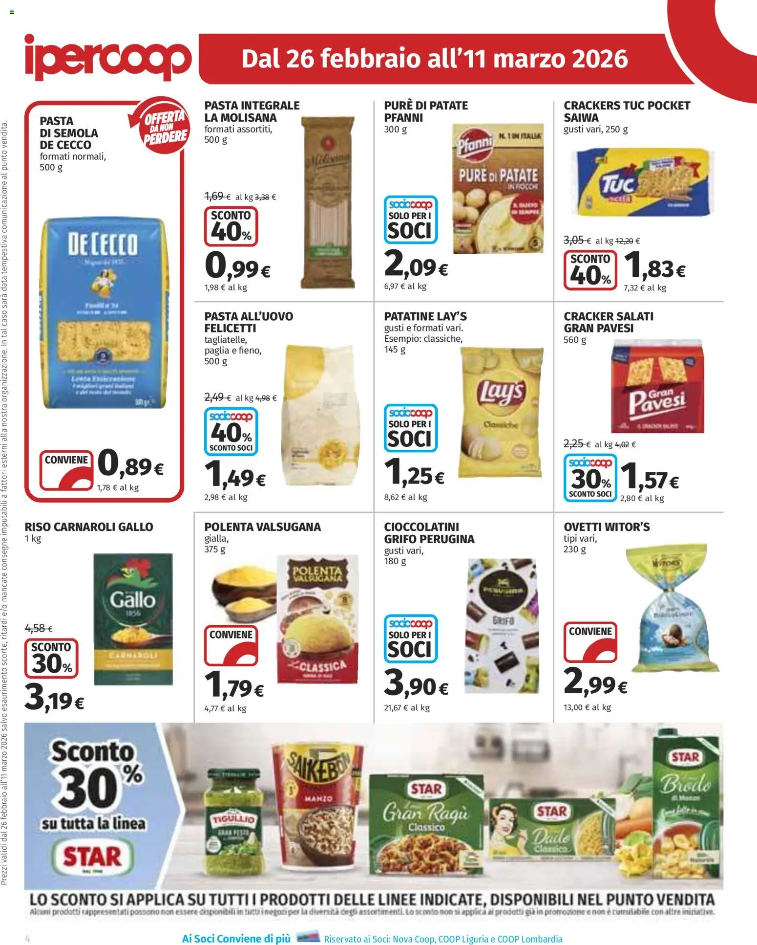Volantino Ipercoop del 26.02.2026 | Pagina: 4 | Prodotti: Riso, Patatine, Patate, Cioccolatini