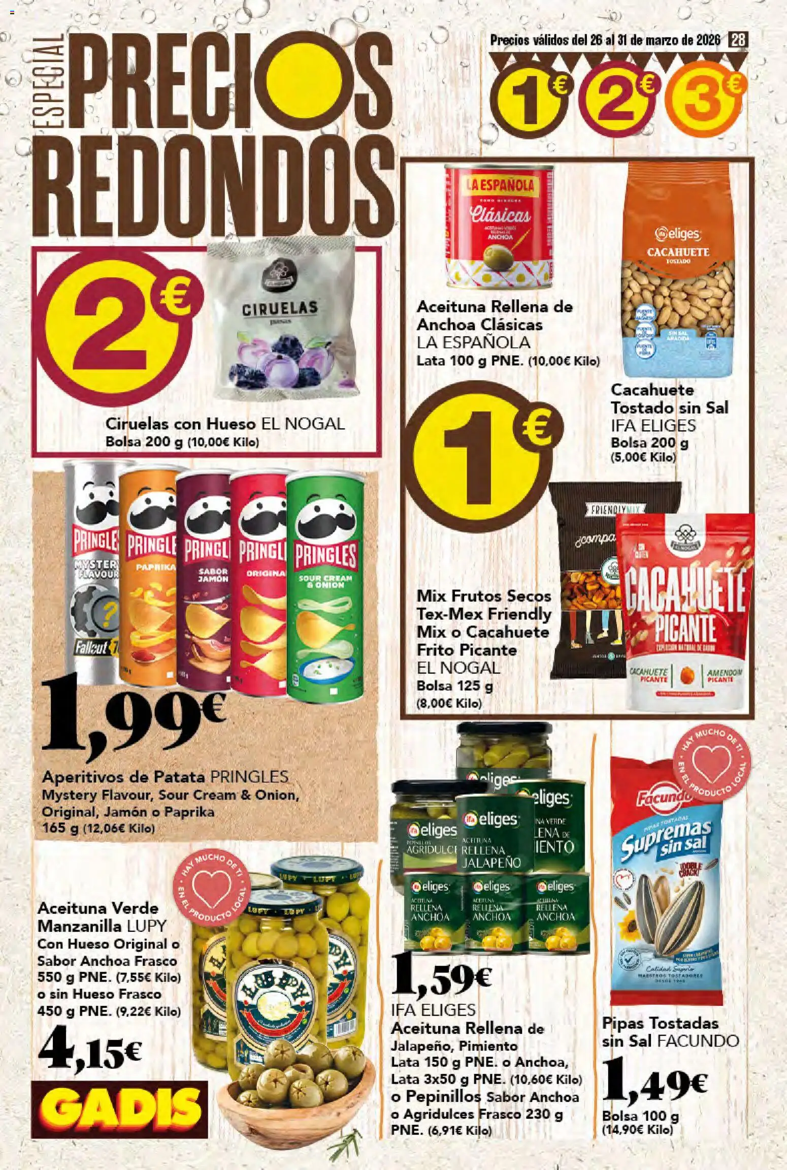 Gadis folleto │ válido desde el 26.03.2026 | Página: 28 | Productos: Jamón, Κάδος απορρυμάτων, Frutos secos, Anchoa