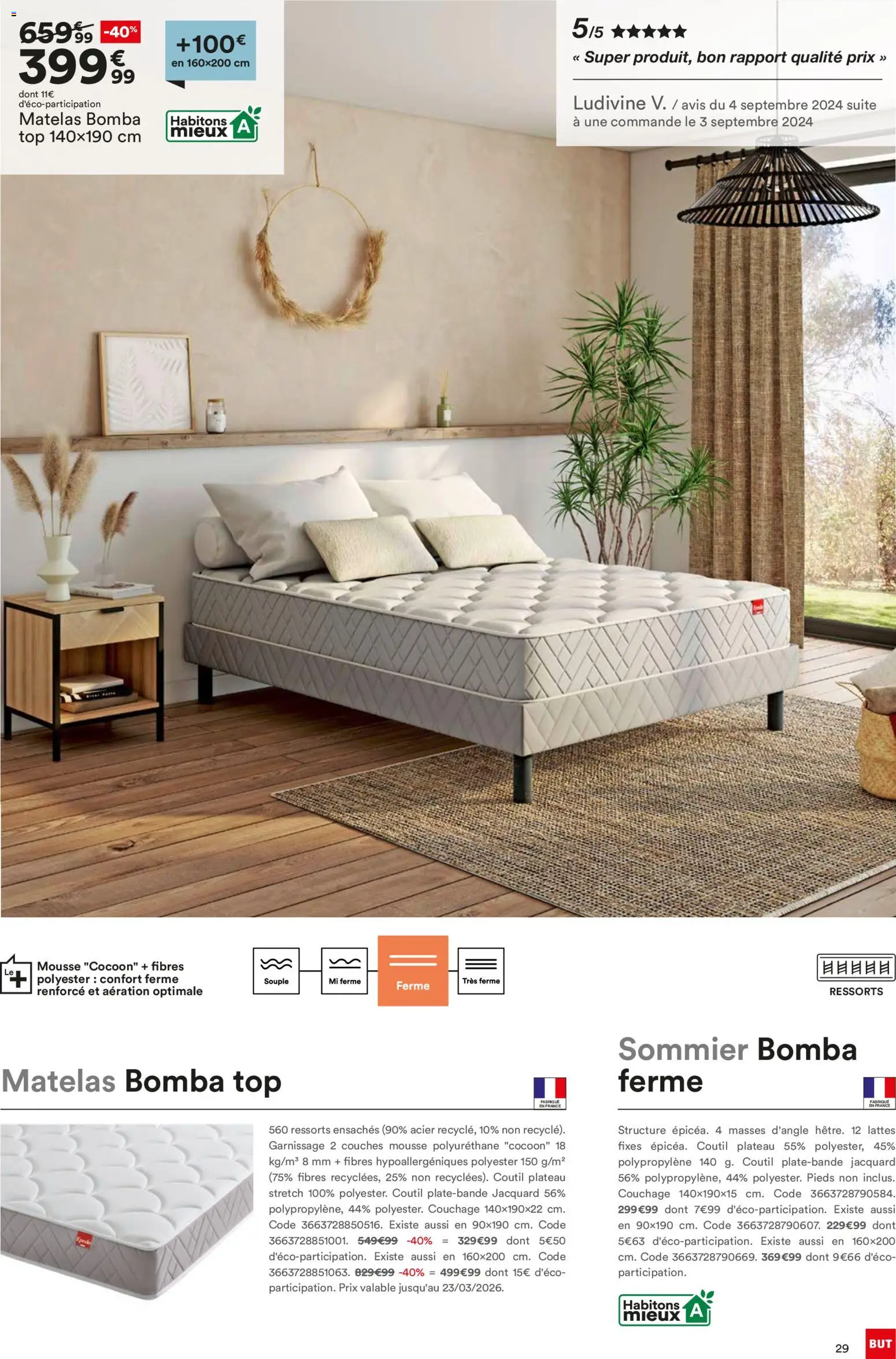 {H1} | Page: 29 | Produits: Couches, Plateau, Matelas, Sommier