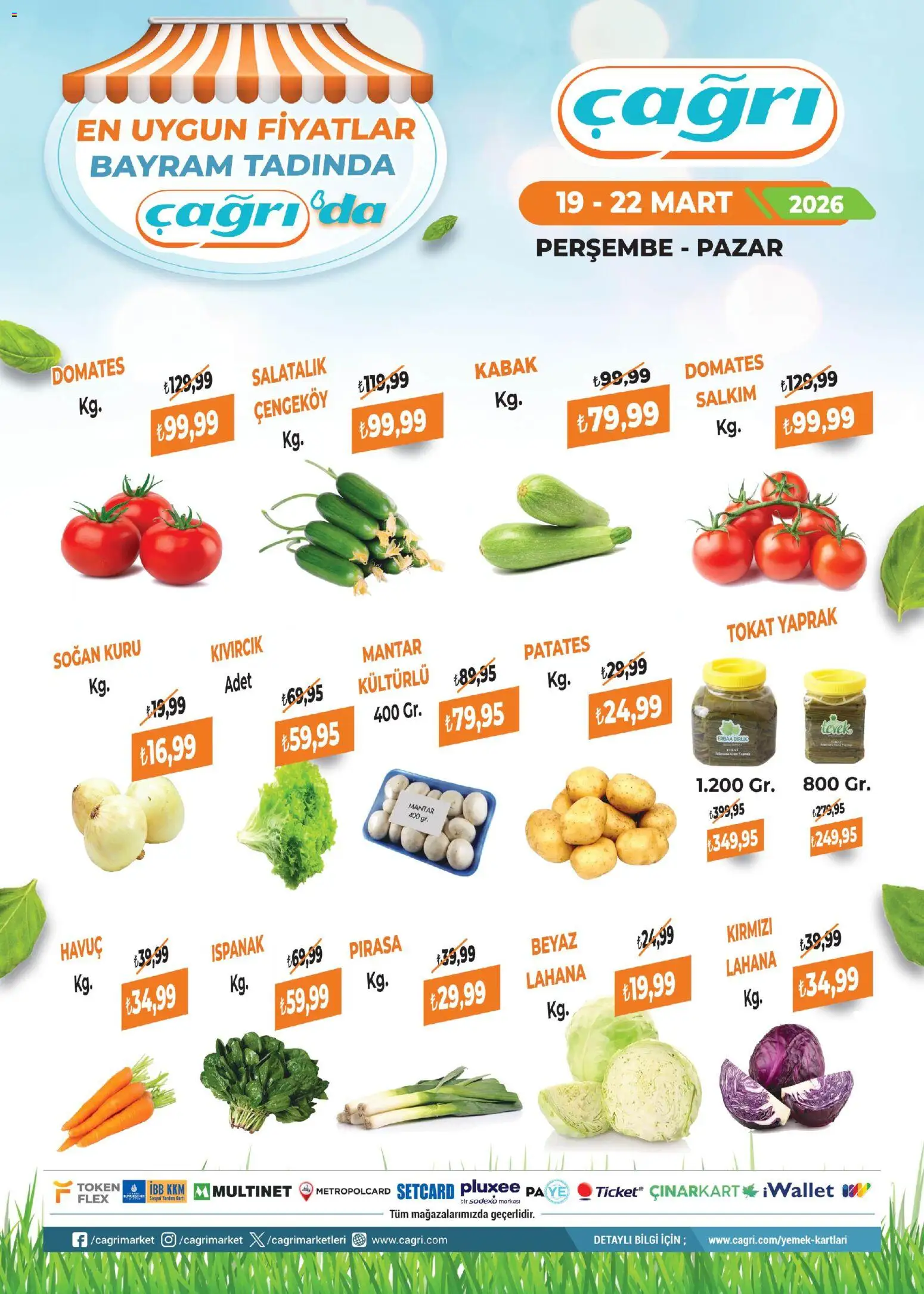 Çağrı Market - Manav Katalog - 19.03.2026 tarihinden itibaren geçerlidir | Sayfa: 2 | Ürünler: Kabak, Domates, Havuç, Patates