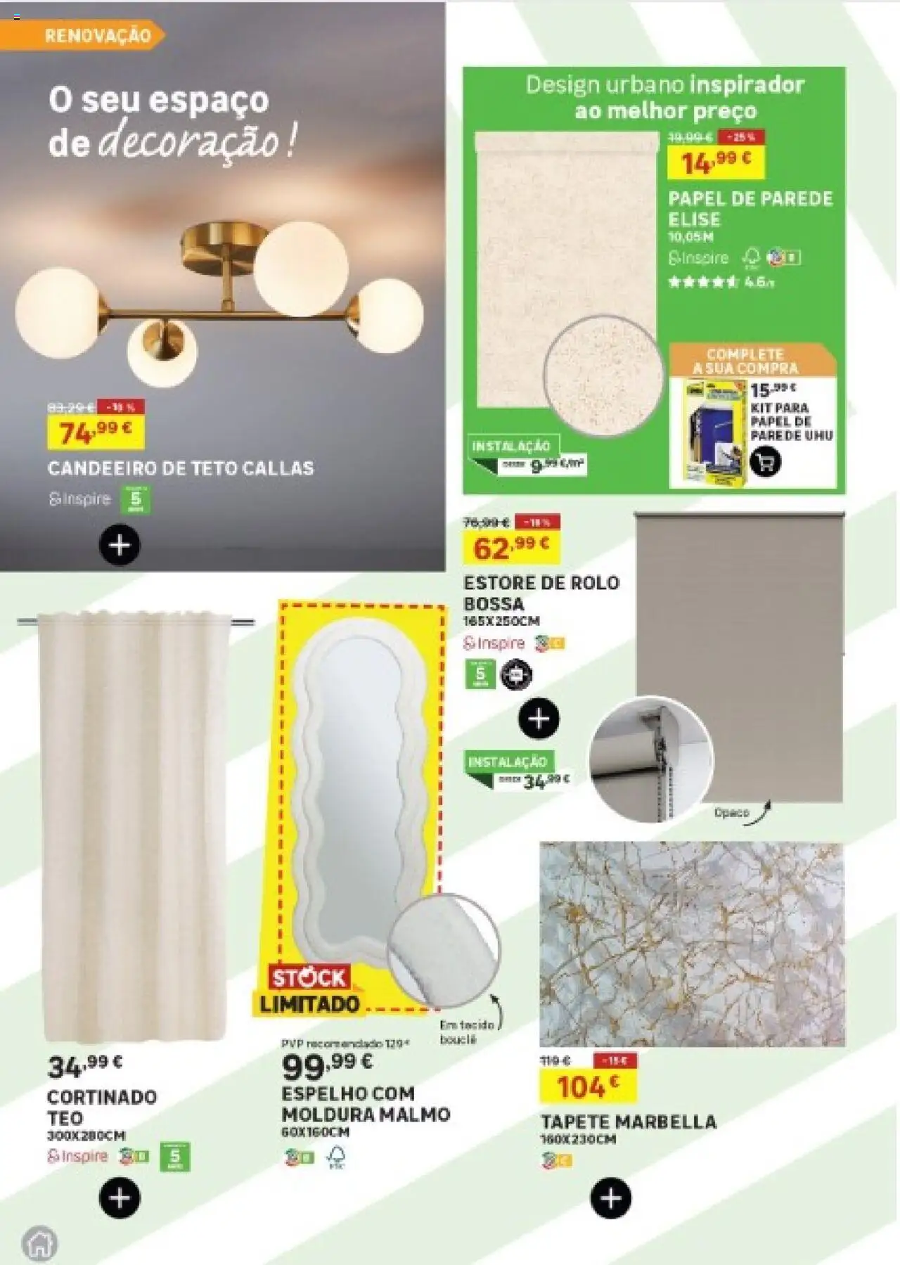 Leroy Merlin Catálogo │ válido de 02.10.2025 | Página: 14 | Produtos: Candeeiro, Espelho, Tapete, Papel de parede