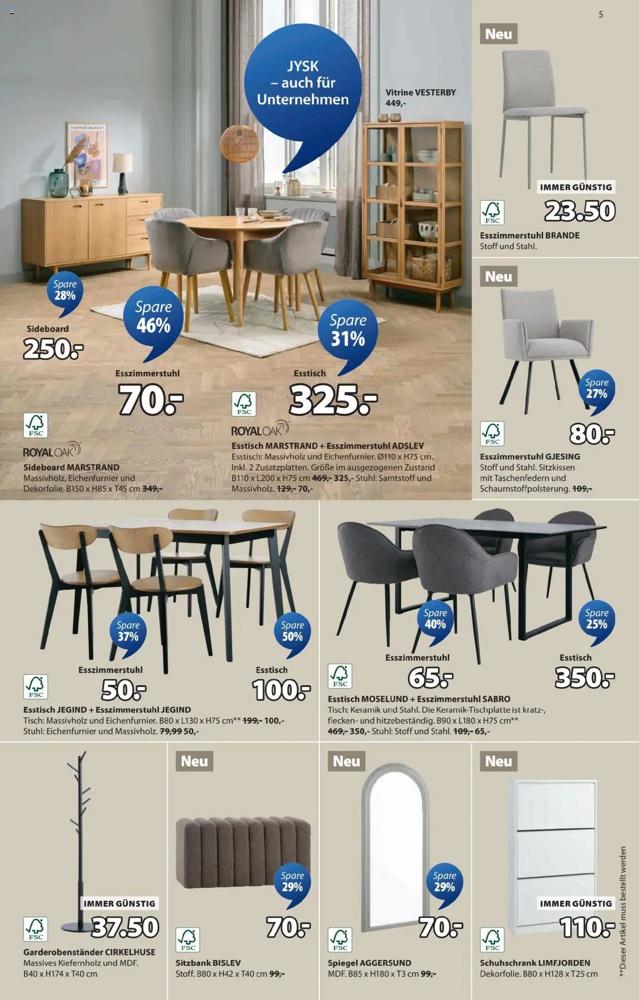 JYSK Angebote gültig ab 27.08.2025 | Seite: 5 | Produkte: Tisch, Stuhl, Spiegel