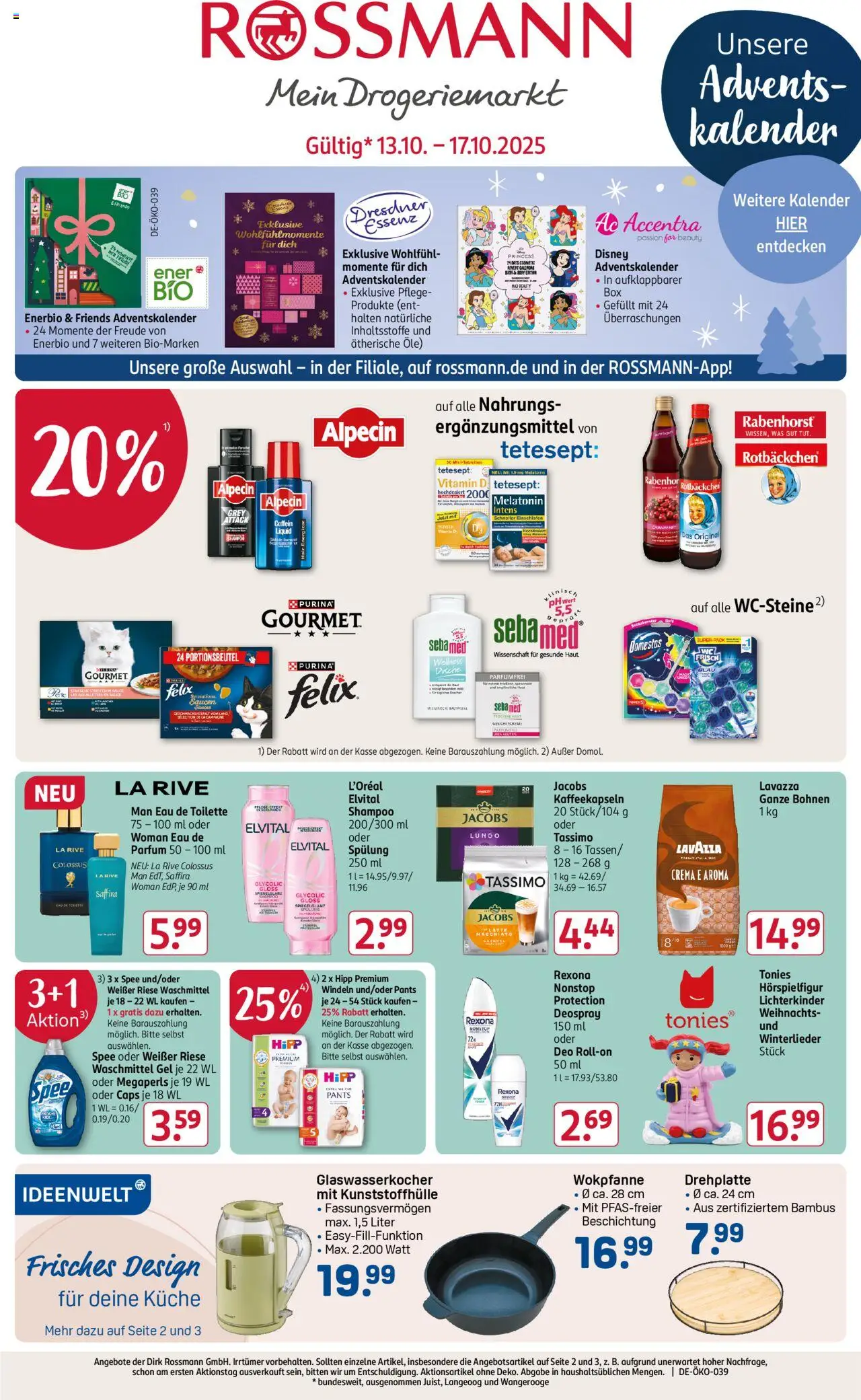 Rossmann Prospekt 	 – gültig ab 13.10.2025 | Seite: 1 | Produkte: Eau de Toilette, Shampoo, Spülung, Saft