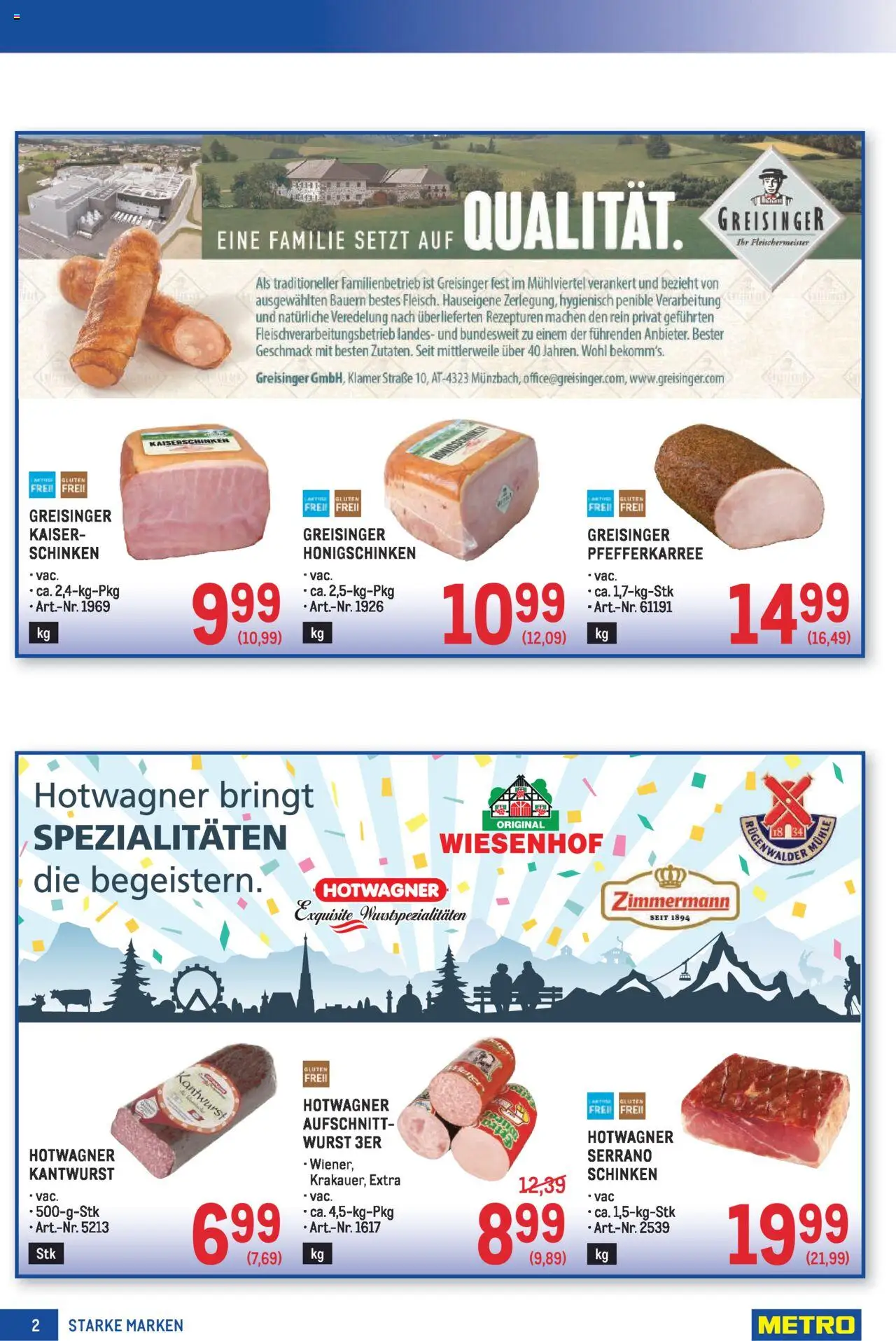 Metro Starke Marken gültig ab 16.10.2025 | Seite: 2 | Produkte: Wurst, Mühle, Schinken