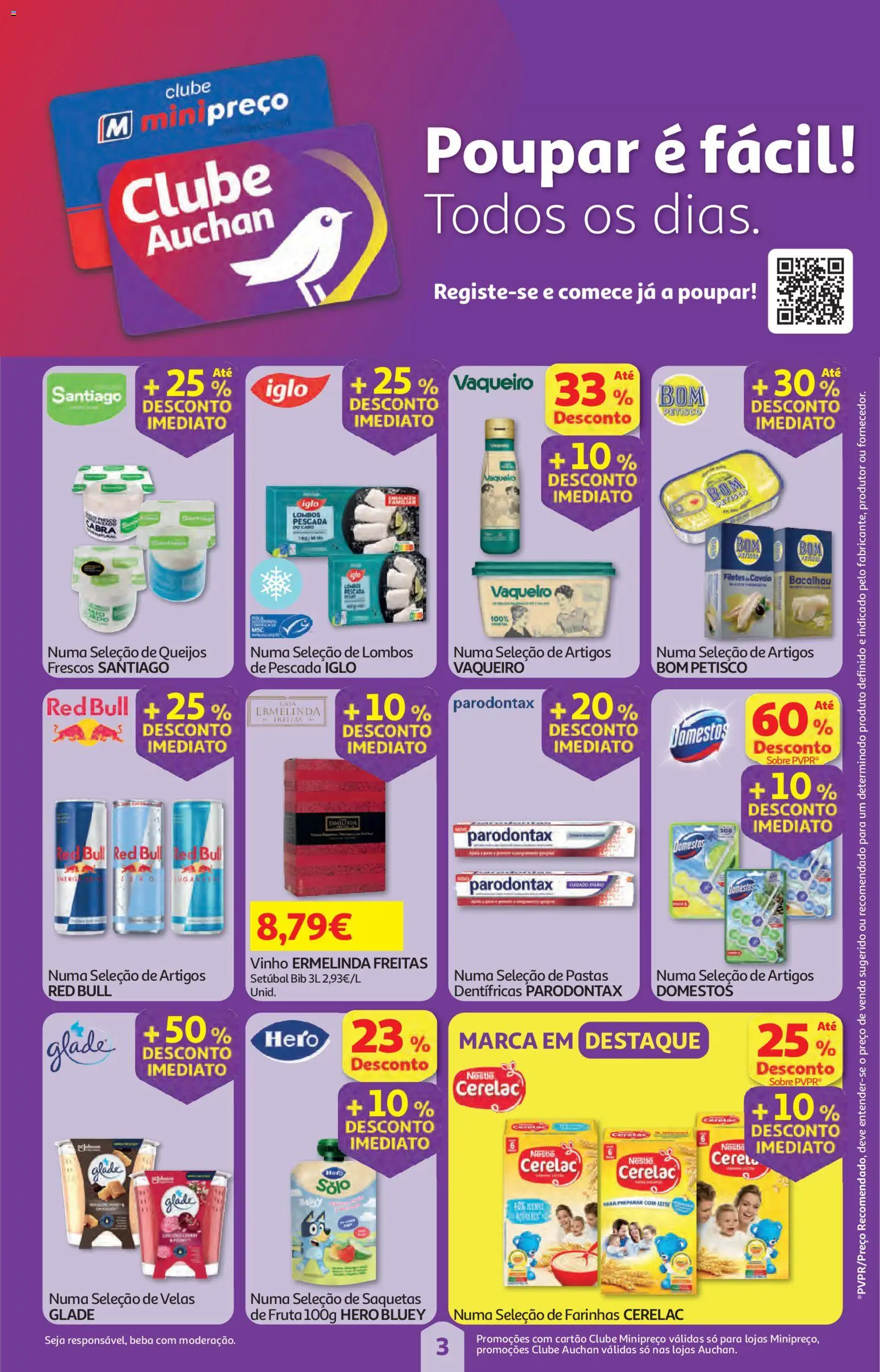 Auchan folheto │ válido de 26.02.2026 | Página: 3 | Produtos: Bacalhau, Pescada, Leite, Velas