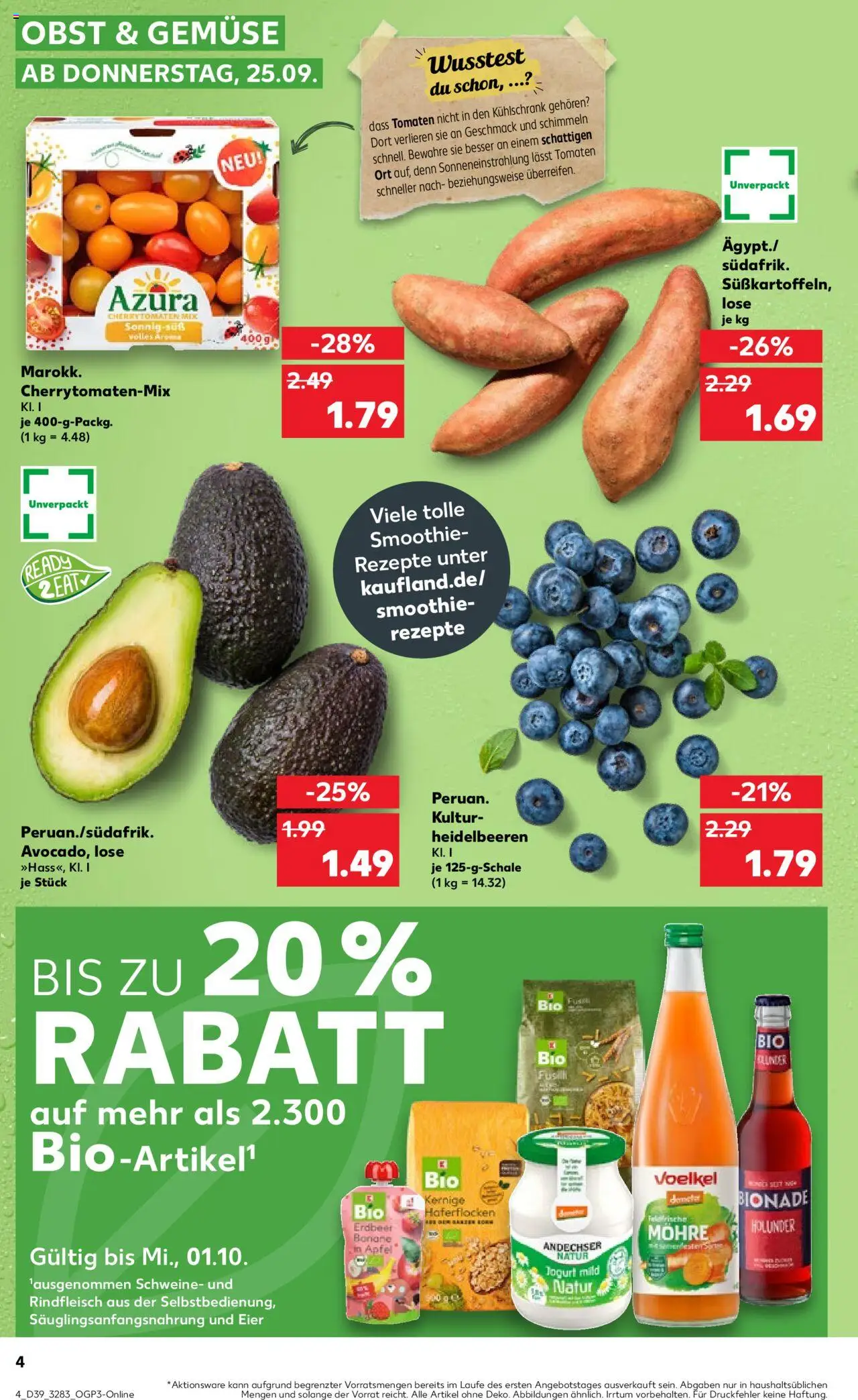 Kaufland prospekt Berlin	 – gültig ab 25.09.2025 | Seite: 4 | Produkte: Kühlschrank, Bionade, Avocado, Rindfleisch