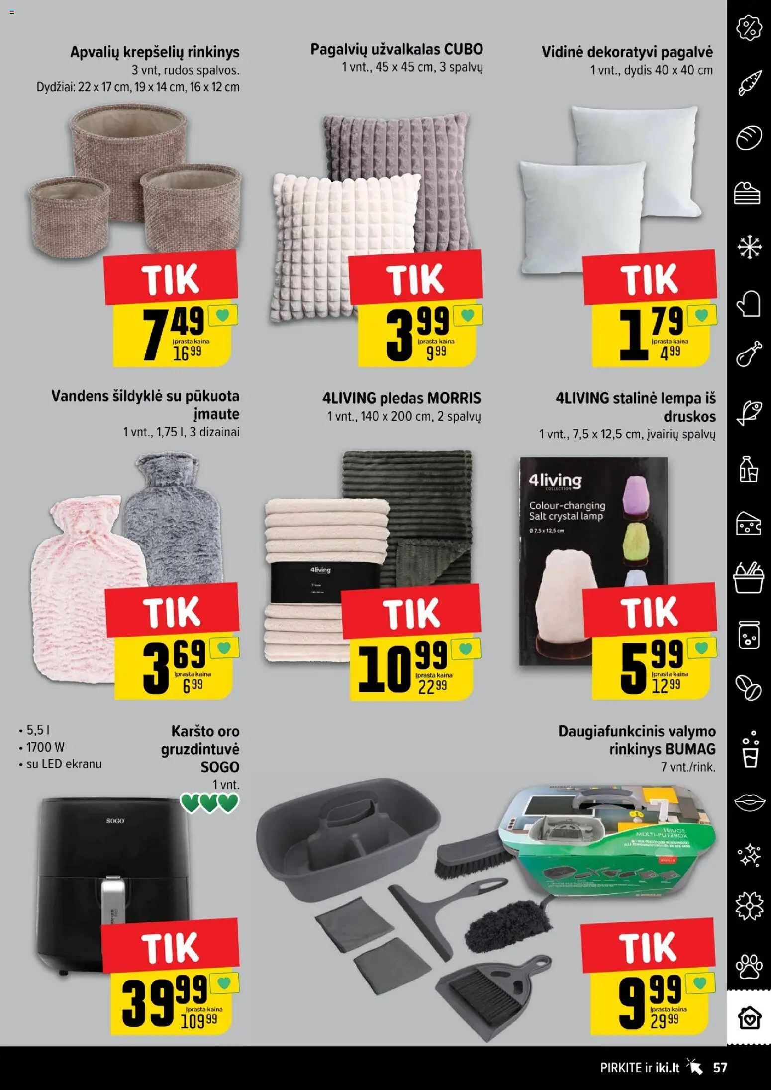 IKI akcijos nuo 24.11.2025 | Puslapis: 57 | Prekių: Pagalvė, Lempa, Pledas, Užvalkalas