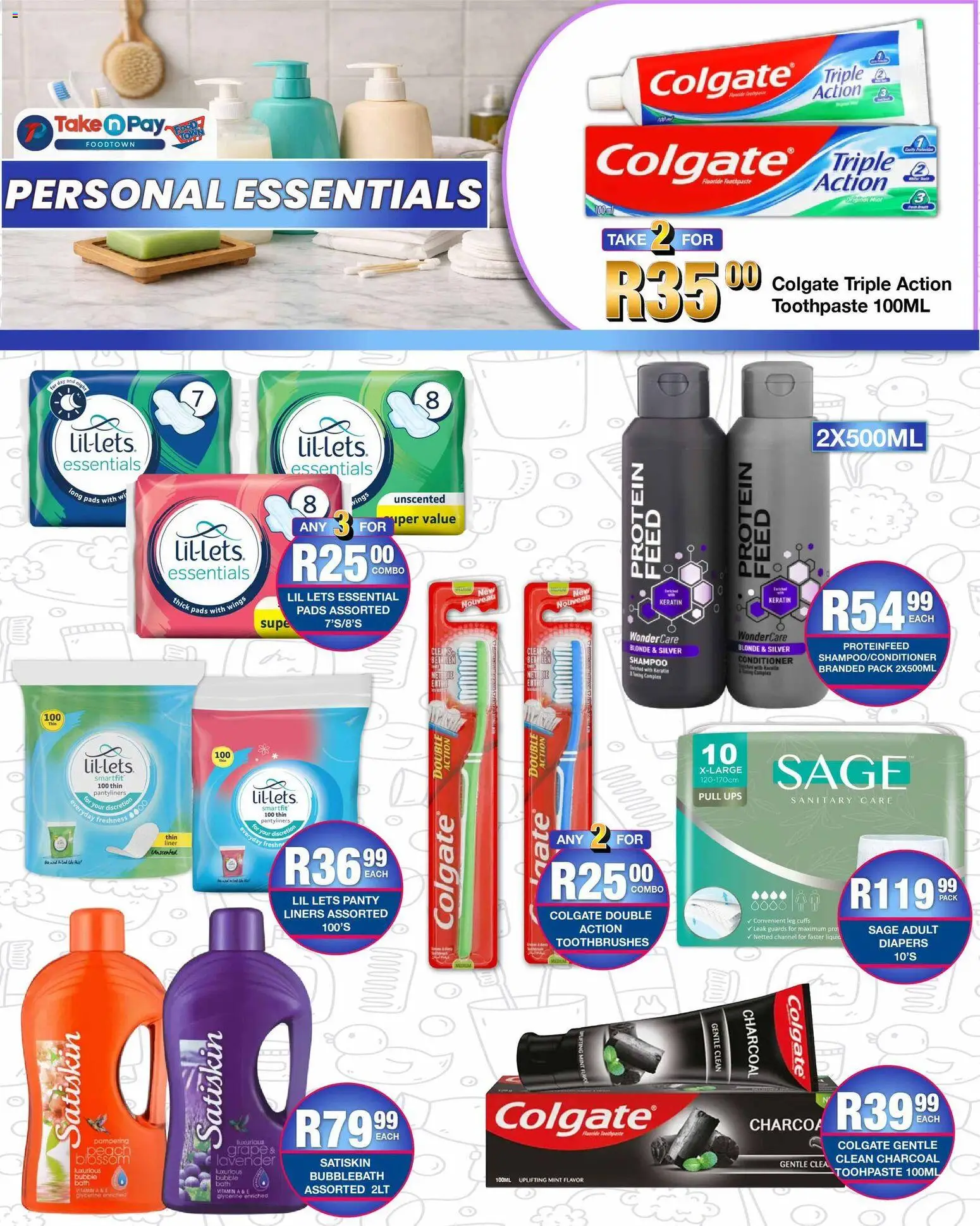New Take n Pay catalogue – valid from 06.04.2026 | Page: 23 | Products: Detergente líquido, Bath, Conditioner, Toothpaste