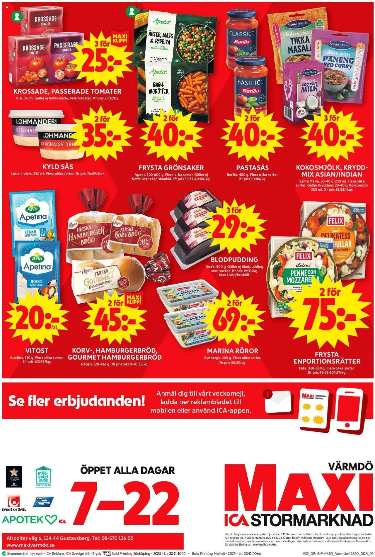ICA Maxi reklamblad aktuell från 11.08.2025 | Sida: 14 | Produkter: Galler, Makaroner, Hamburgerbröd, Tomater