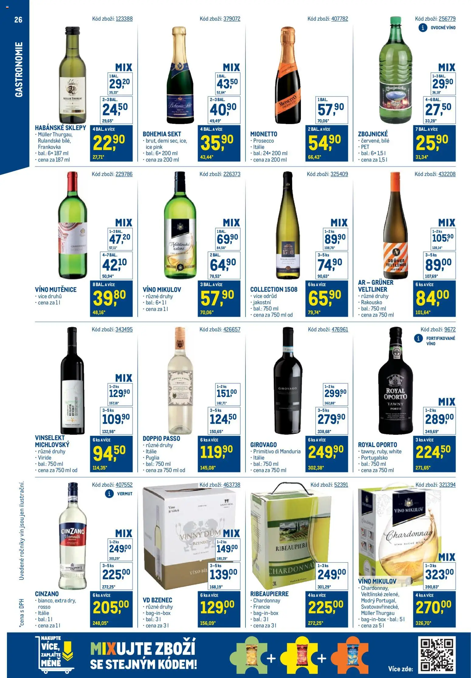 Makro leták - Stabilně výhodná cena – gastronomie od 24.09.2025 | Strana: 26 | Produkty: Prosecco, Mionetto, Primitivo, Grüner Veltliner