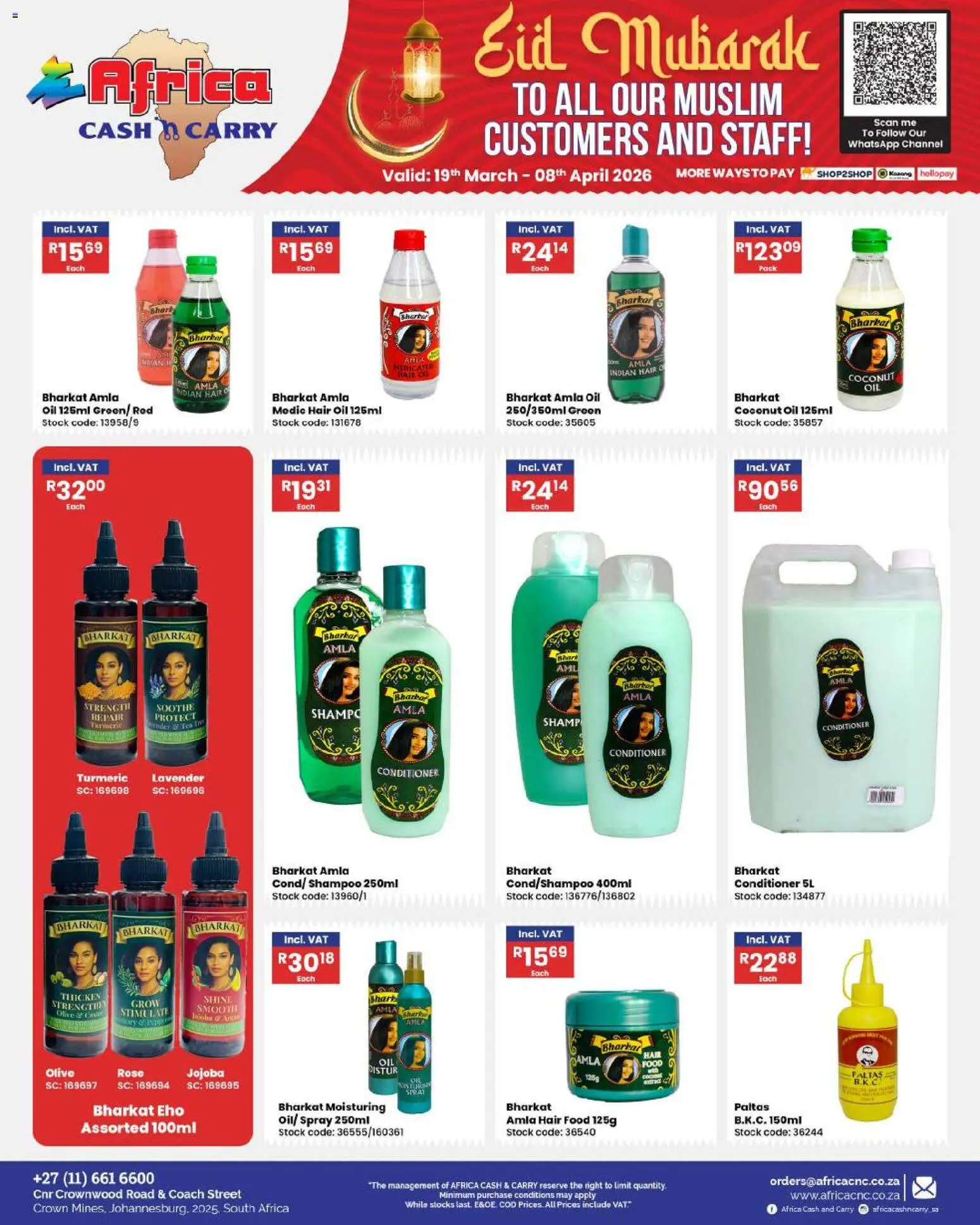 New Africa Cash & Carry catalogue – valid from 19.03.2026 | Page: 35 | Products: Oil, Tea, Shampoo, Conditioner