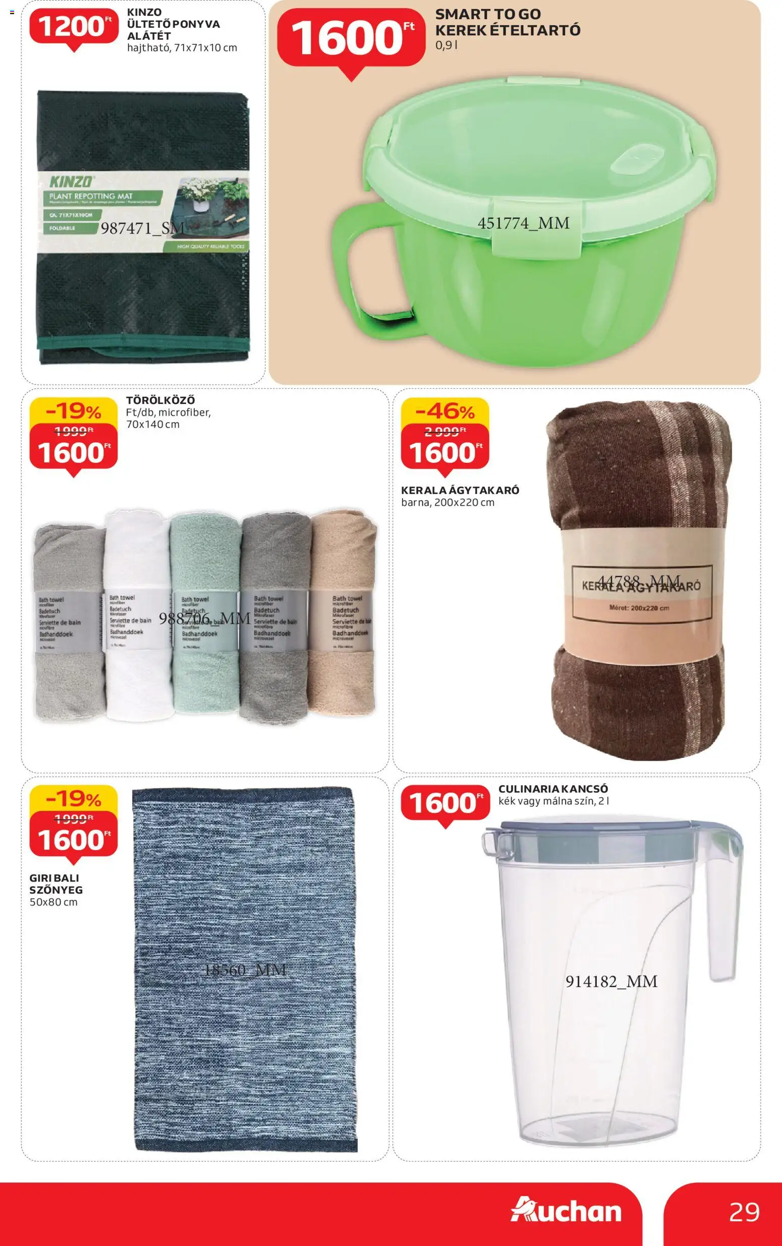 Auchan akciós ujság - amely érvényes a következő dátumtól: 15.01.2026 | Oldal: 29 | Termékek: Törölköző, Málna, Kancsó, Szőnyeg