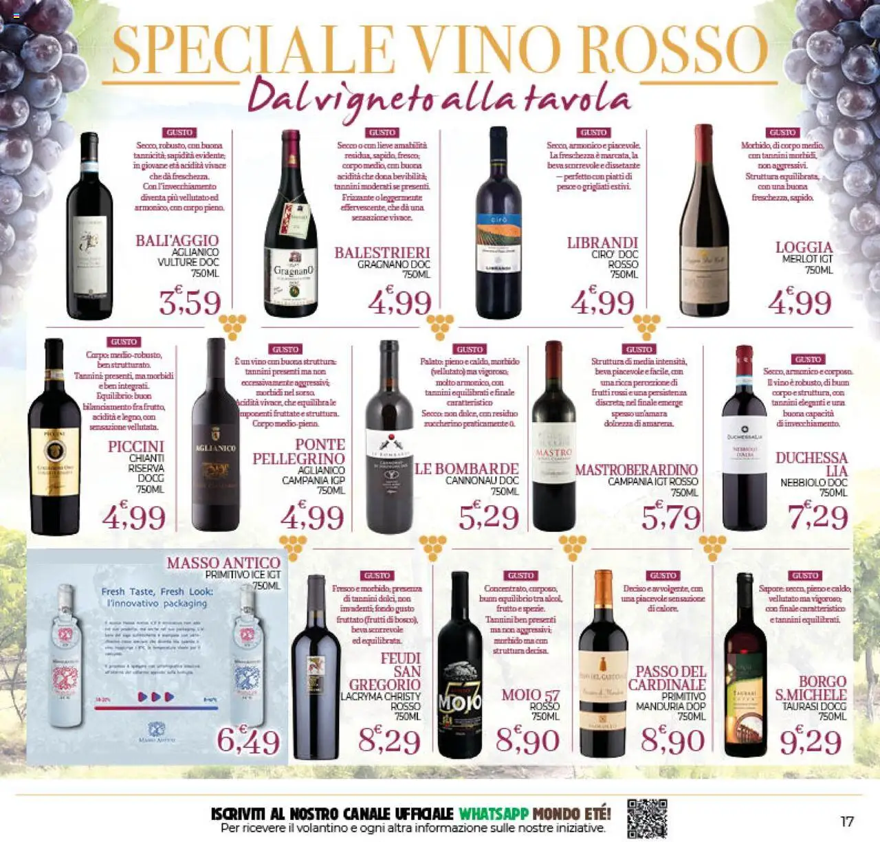 Volantino Eté del 10.10.2025 | Pagina: 17 | Prodotti: Pesce, Vino, Vino rosso