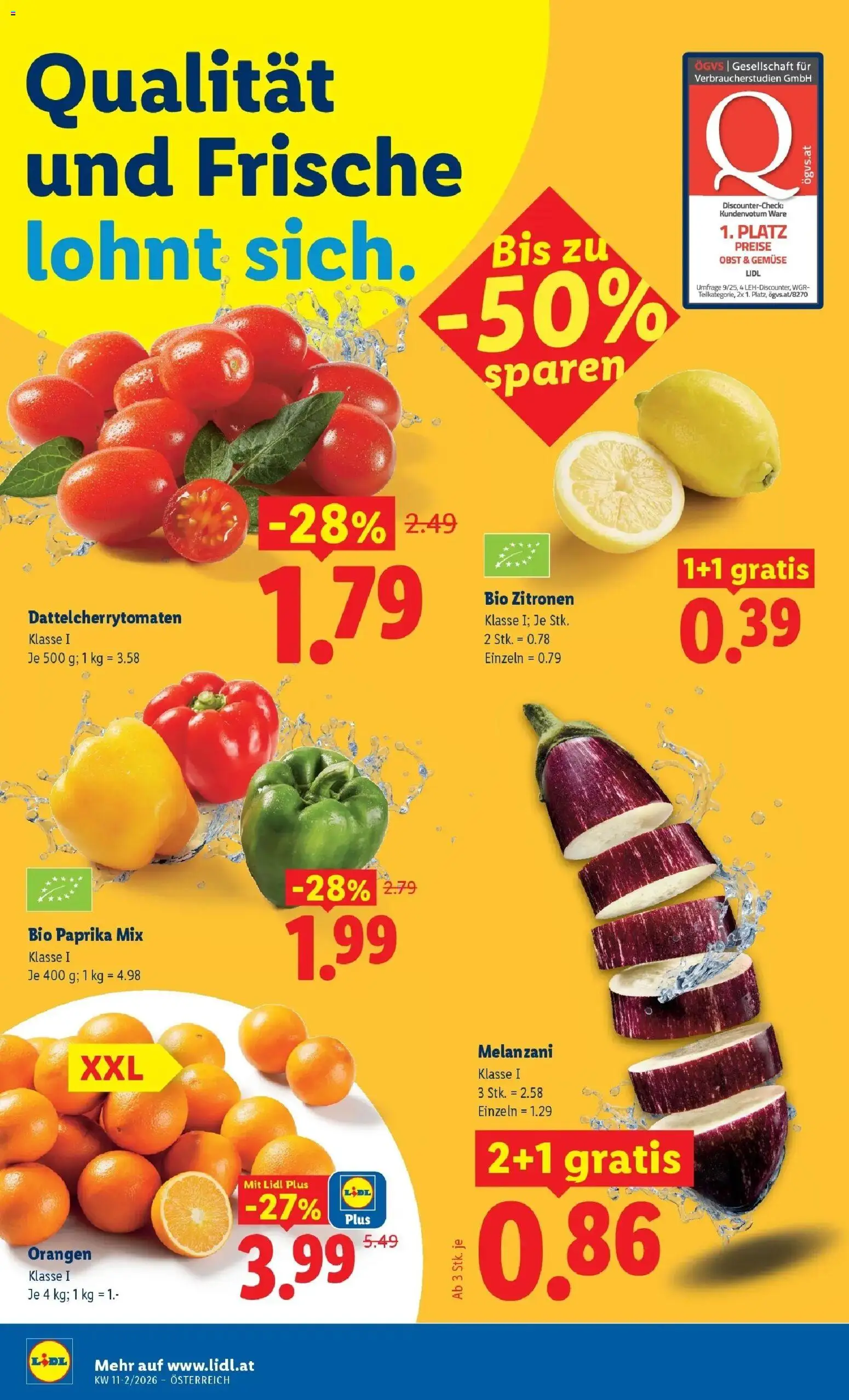Lidl Flugblatt - Wien, Langenzersdorf, Zwettl gültig ab 12.03.2026 | Seite: 6 | Produkte: Gemüse, Obst, Orangen