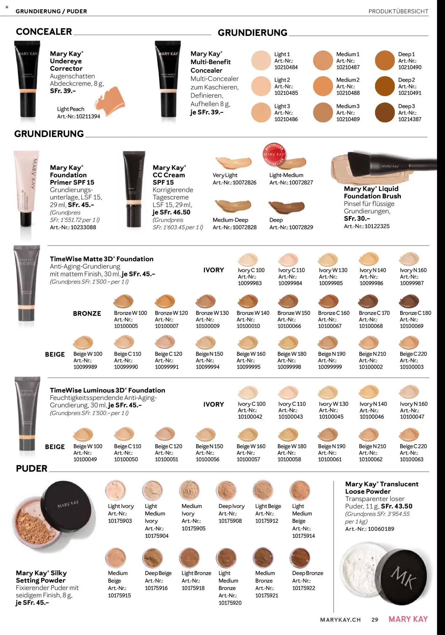 Mary Kay Aktionen – gültig ab 16.01.2026 | Seite: 29 | Produkte: Concealer, Tagescreme, CC Cream, Foundation