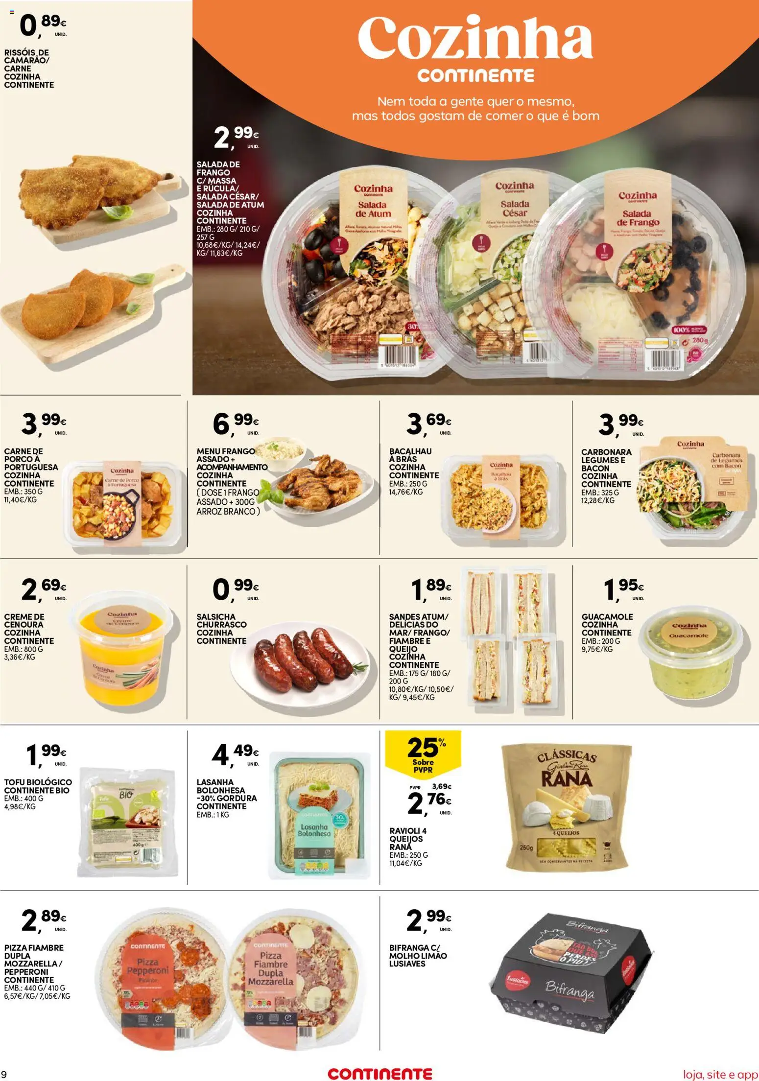 Continente Semanal Continente Bom Dia │ válido de 07.04.2026 | Página: 9 | Produtos: Bacalhau, Arroz, Creme, Salada