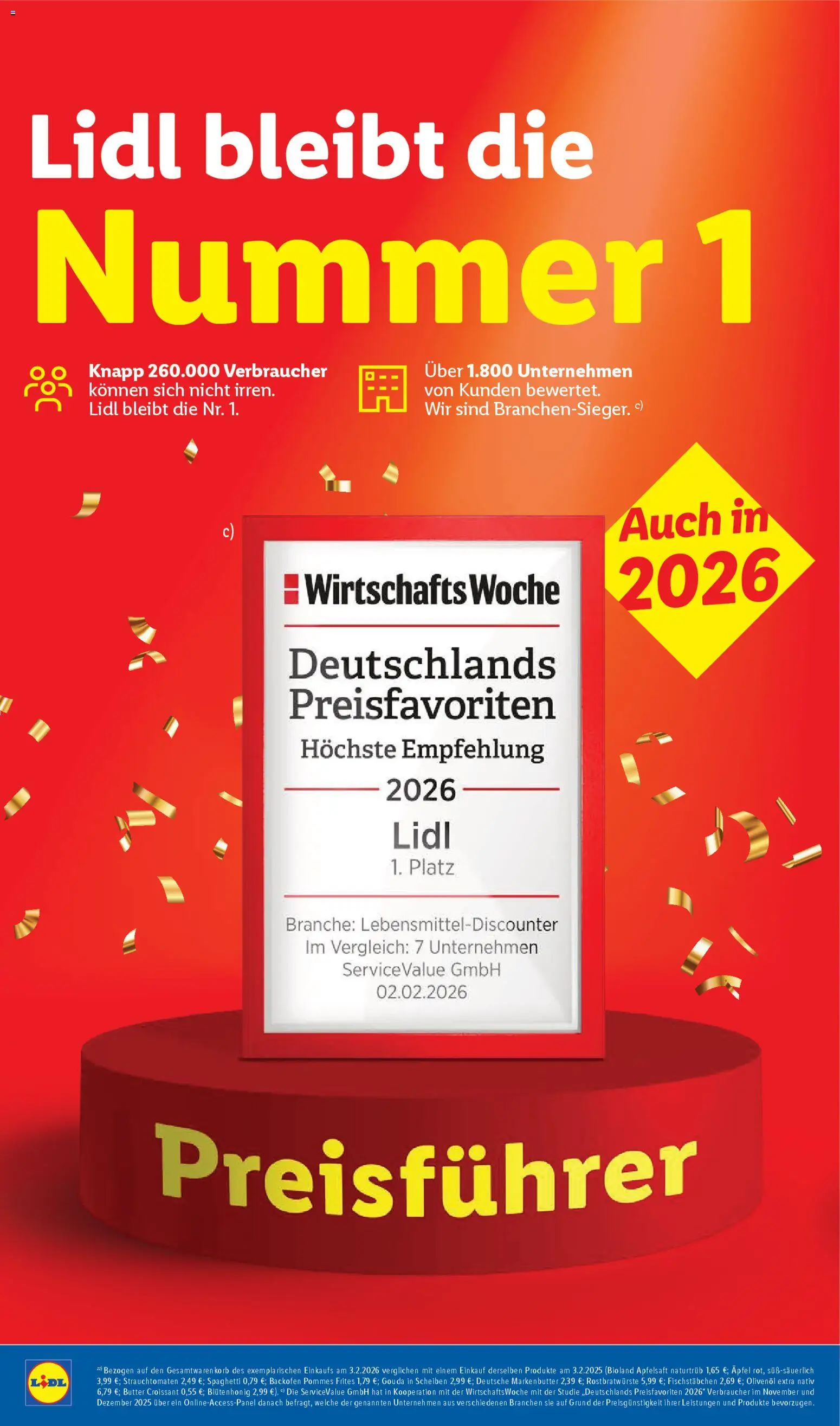 Lidl - Prospekt – gültig ab 16.02.2026 | Seite: 2 | Produkte: Butter, Pommes, Apfelsaft, Fischstabchen