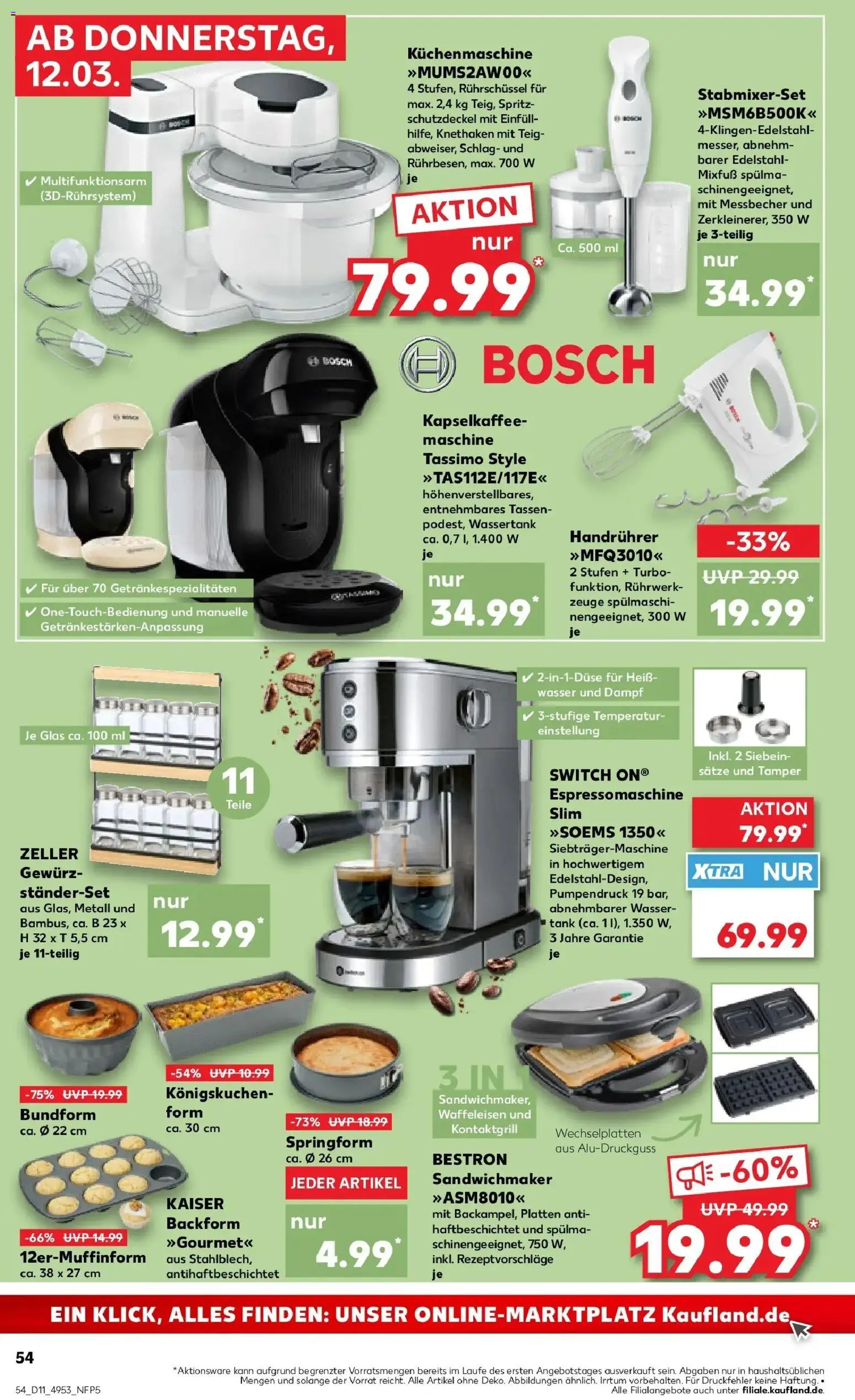 Kaufland Prospekt Konz	 – gültig ab 09.03.2026 | Seite: 66 | Produkte: Bosch, Sandwichmaker, Waffeleisen, Tassimo