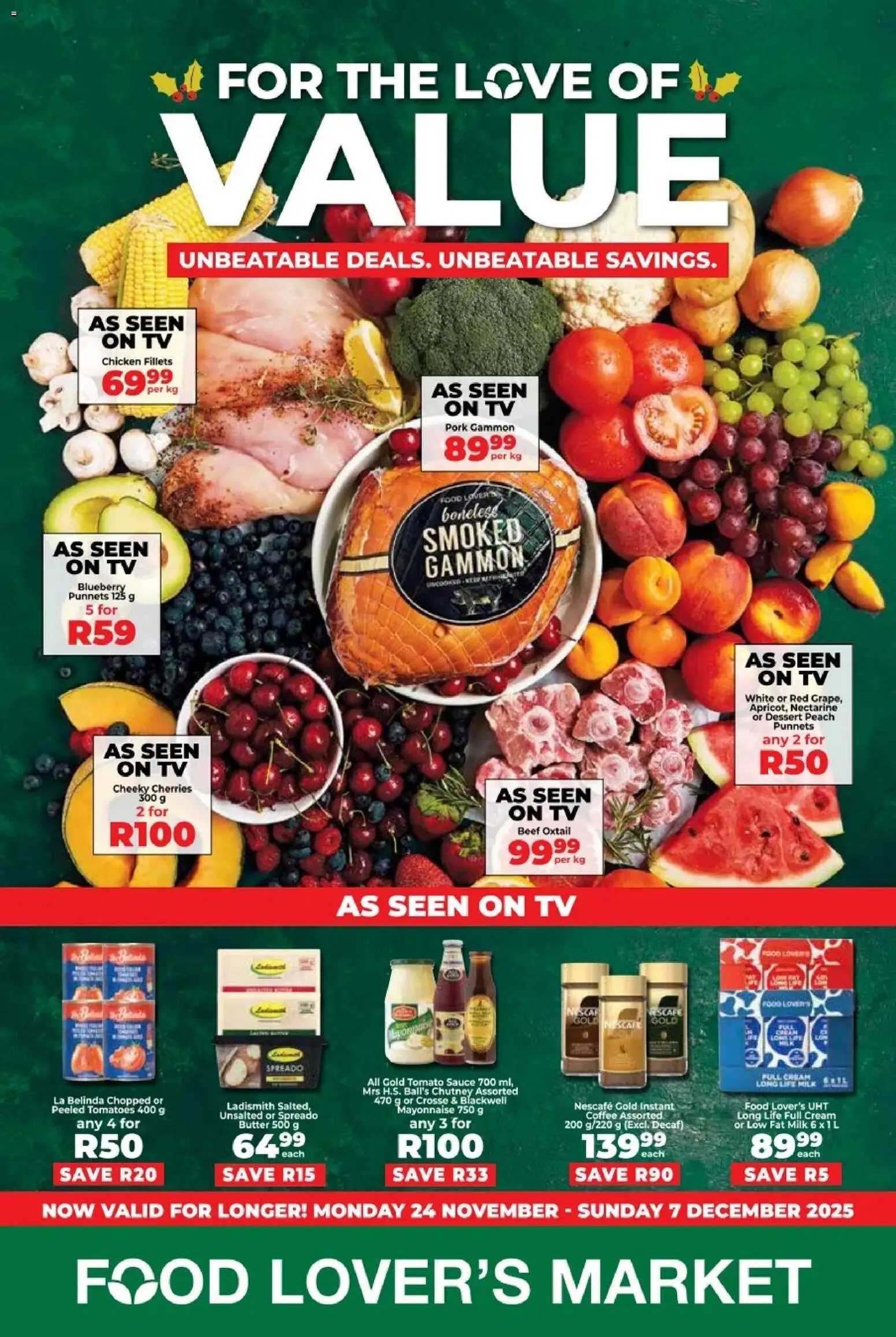 New Food Lover's Market catalogue – valid from 24.11.2025 | Page: 1 | Products: Cherries, Milk, Tomatoes, Tomato sauce