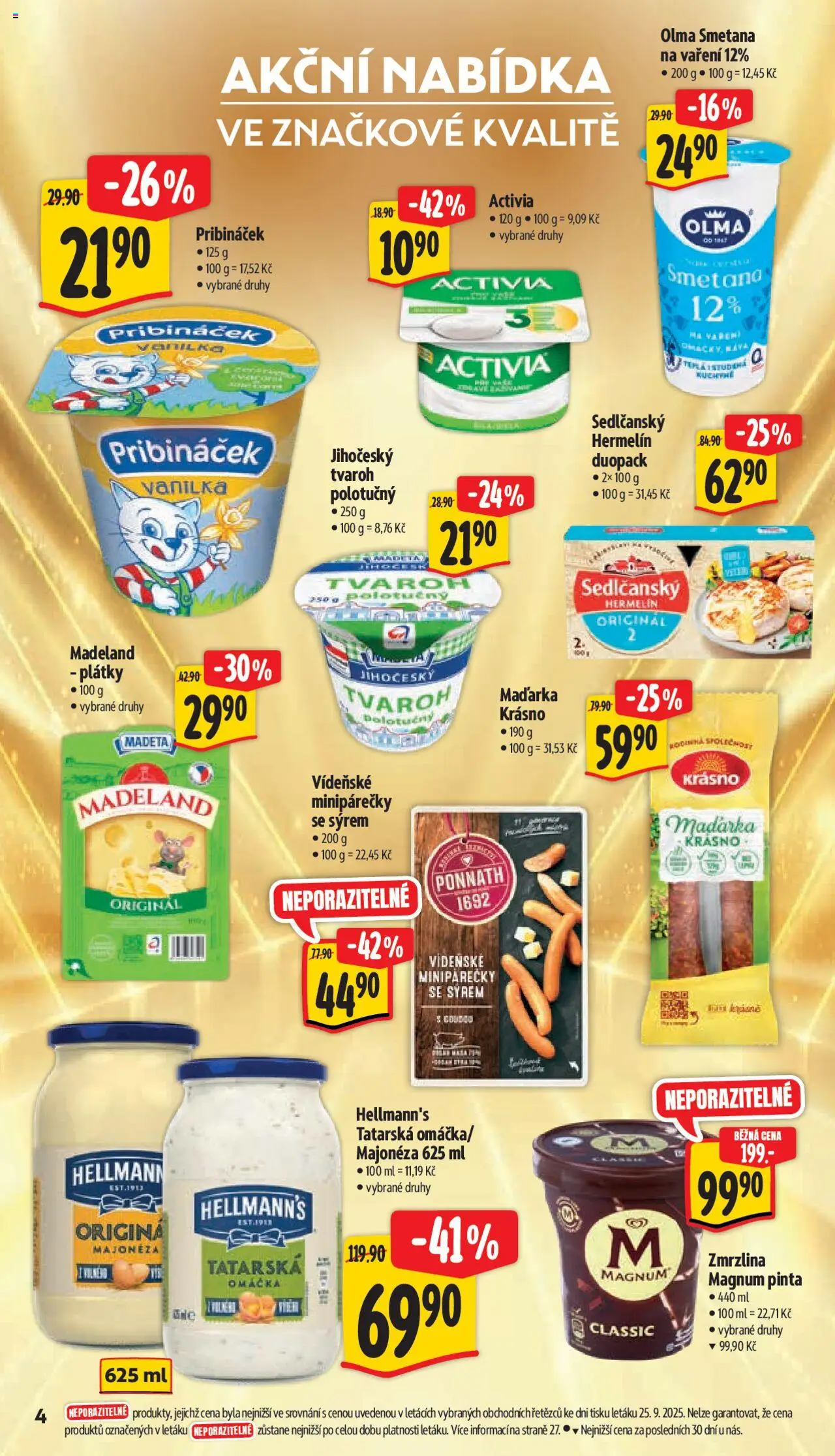 Albert leták - Supermarket od 01.10.2025 | Strana: 9 | Produkty: Smetana, Zmrzlina, Hermelín, Hellmann's