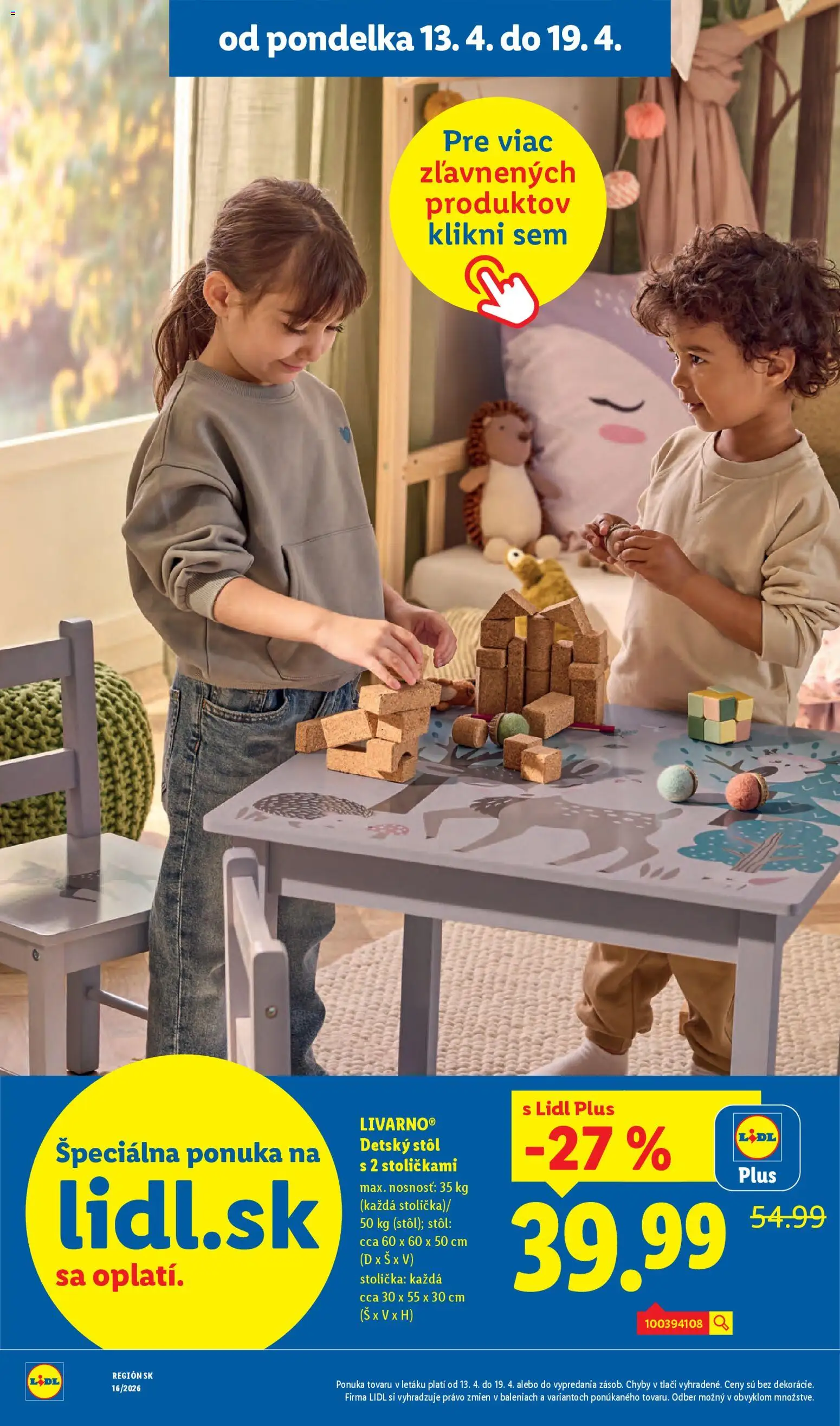 Nové Lidl akcie – leták je platný od 13.04.2026 | Strana: 48 | Produkty: Stôl, Stolička