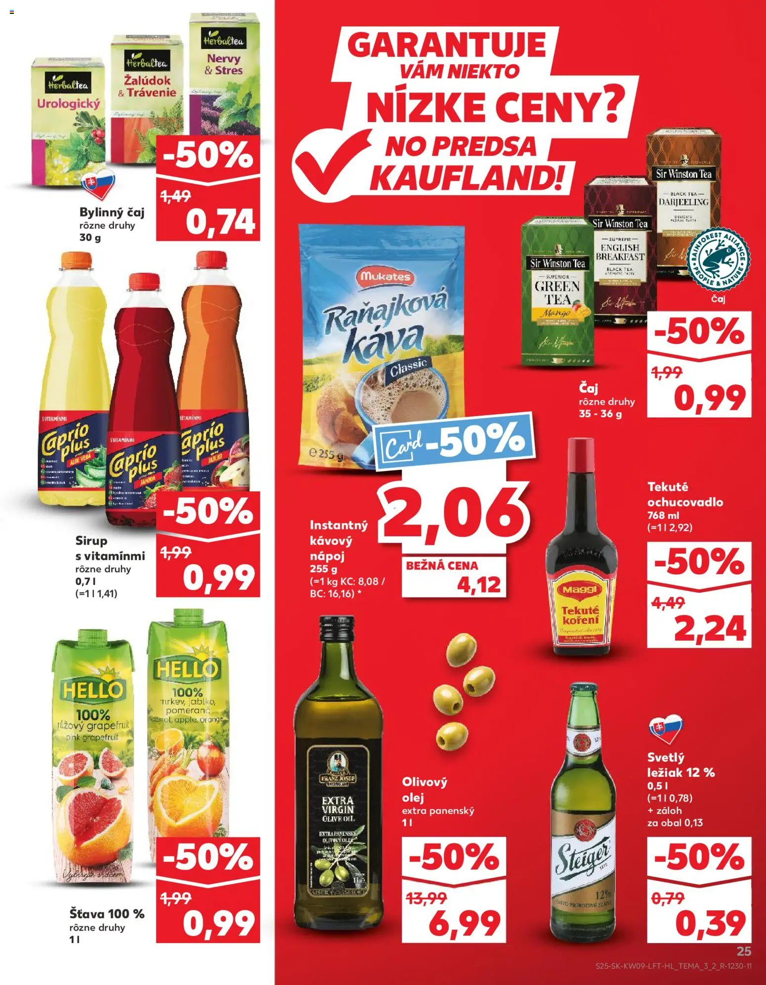 Nové Kaufland akcie – leták je platný od 26.02.2026 | Strana: 25 | Produkty: Olej, Káva, Čaj, Olivový olej