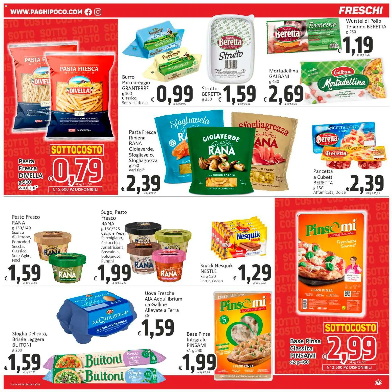 Volantino Paghi Poco del 31.10.2025 | Pagina: 7 | Prodotti: Uova, Pomodori, Pasta, Noci