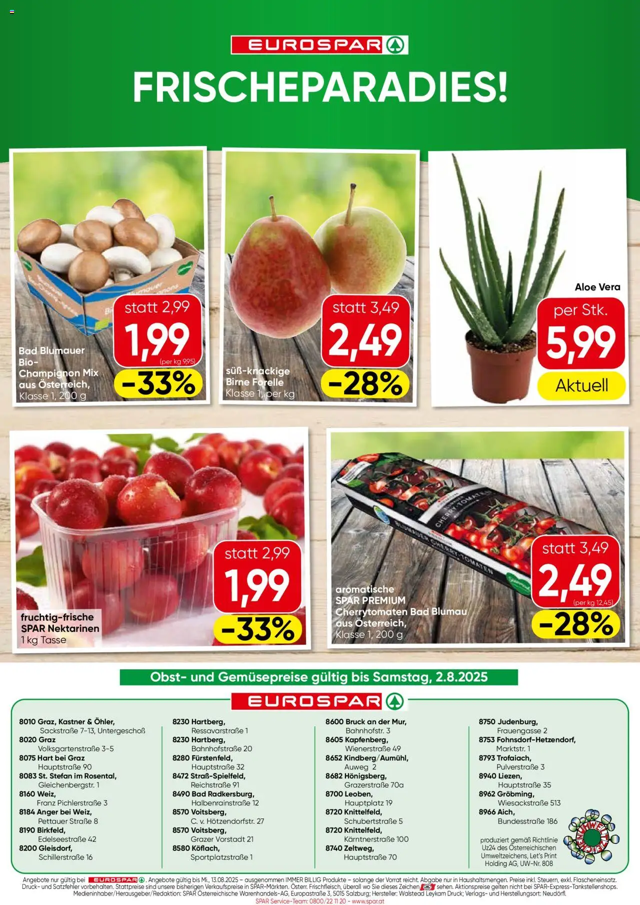 Eurospar Flugblatt - Steiermark gültig ab 31.07.2025 | Seite: 16 | Produkte: Obst, Birne, Bad