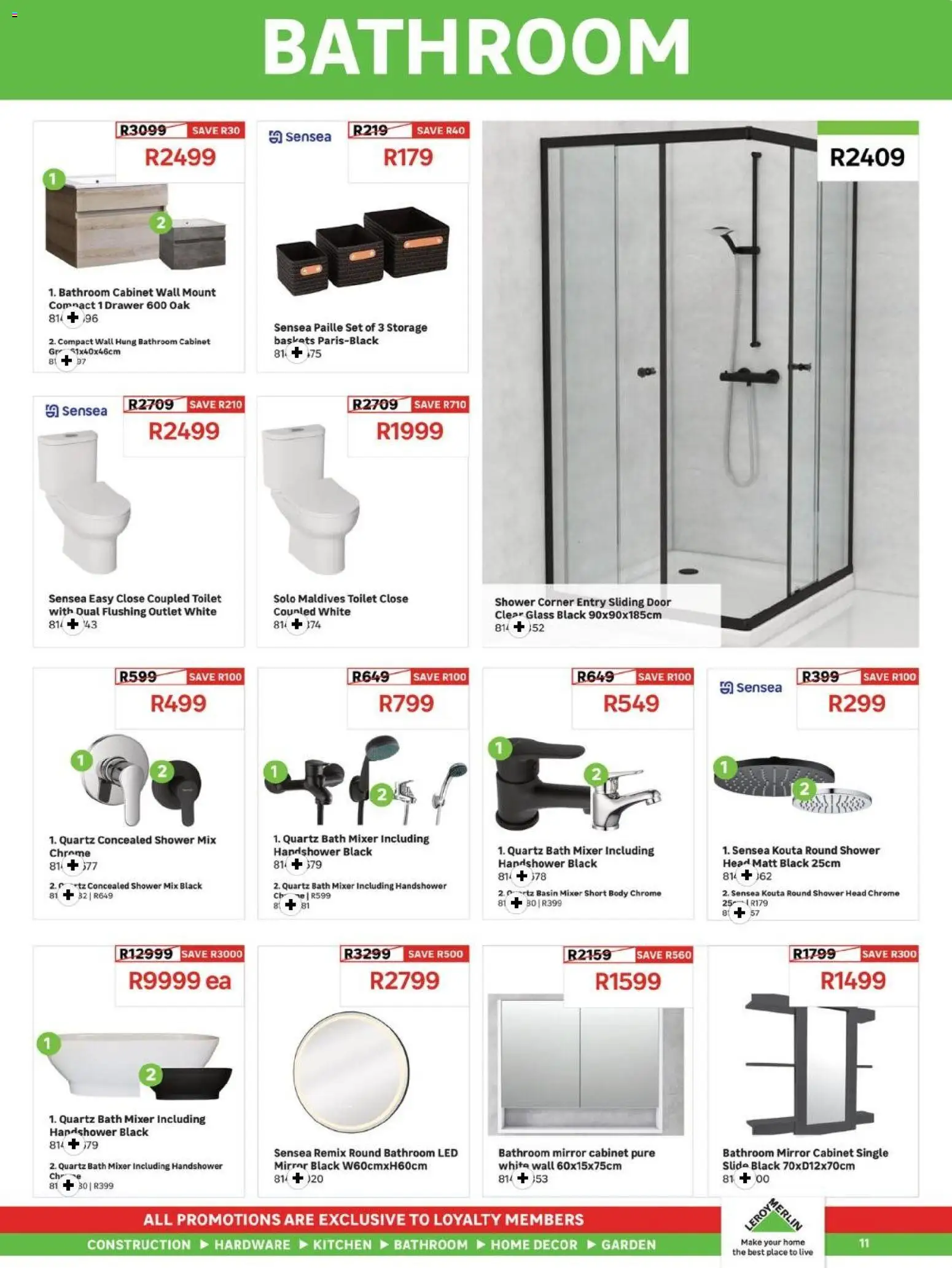 New Leroy Merlin catalogue – valid from 03.04.2026 | Page: 11 | Products: Toilet, Shower, Mirror, Basin