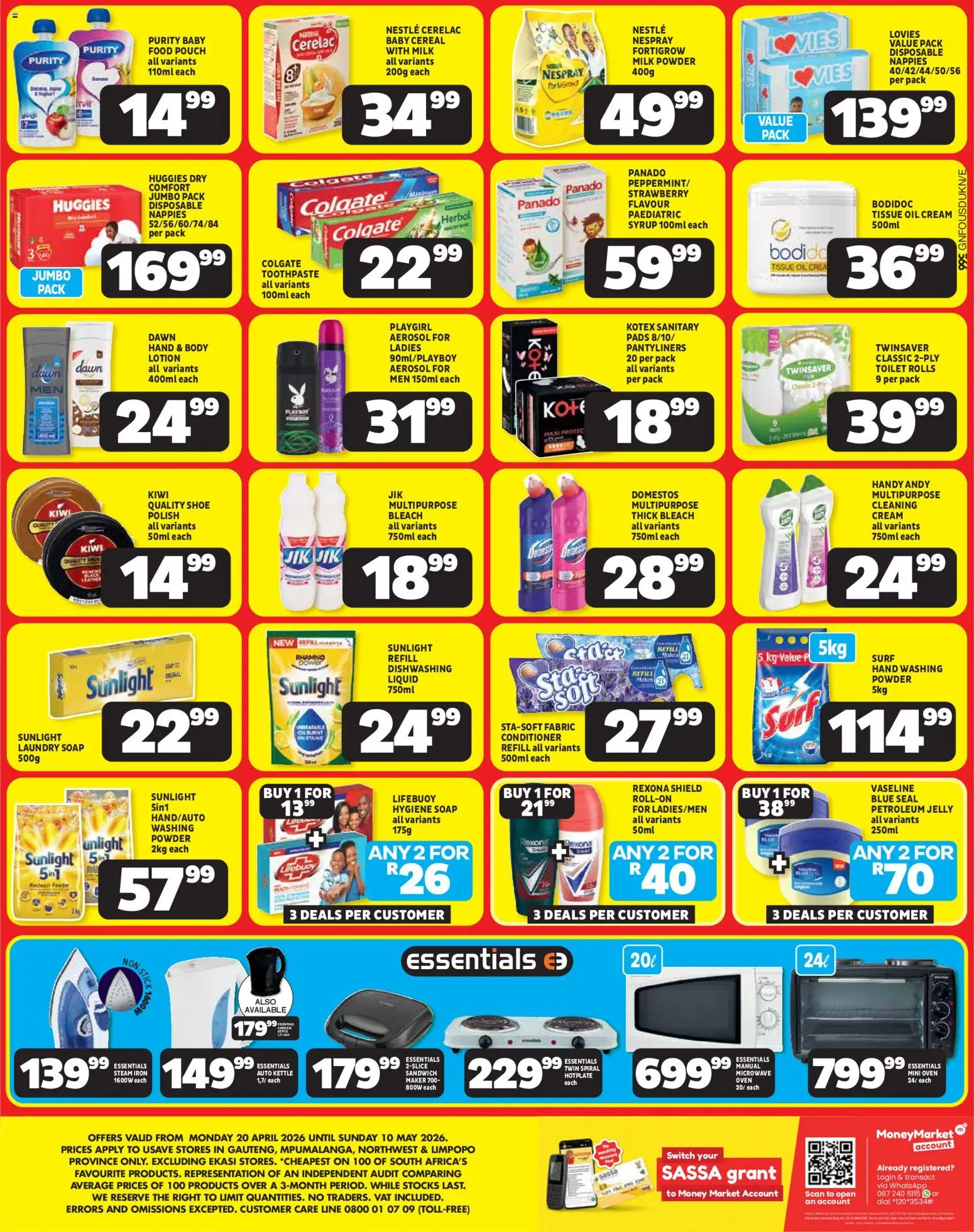 New Usave catalogue – valid from 20.04.2026 | Page: 4 | Products: Powder, Conditioner, Cream, Toothpaste