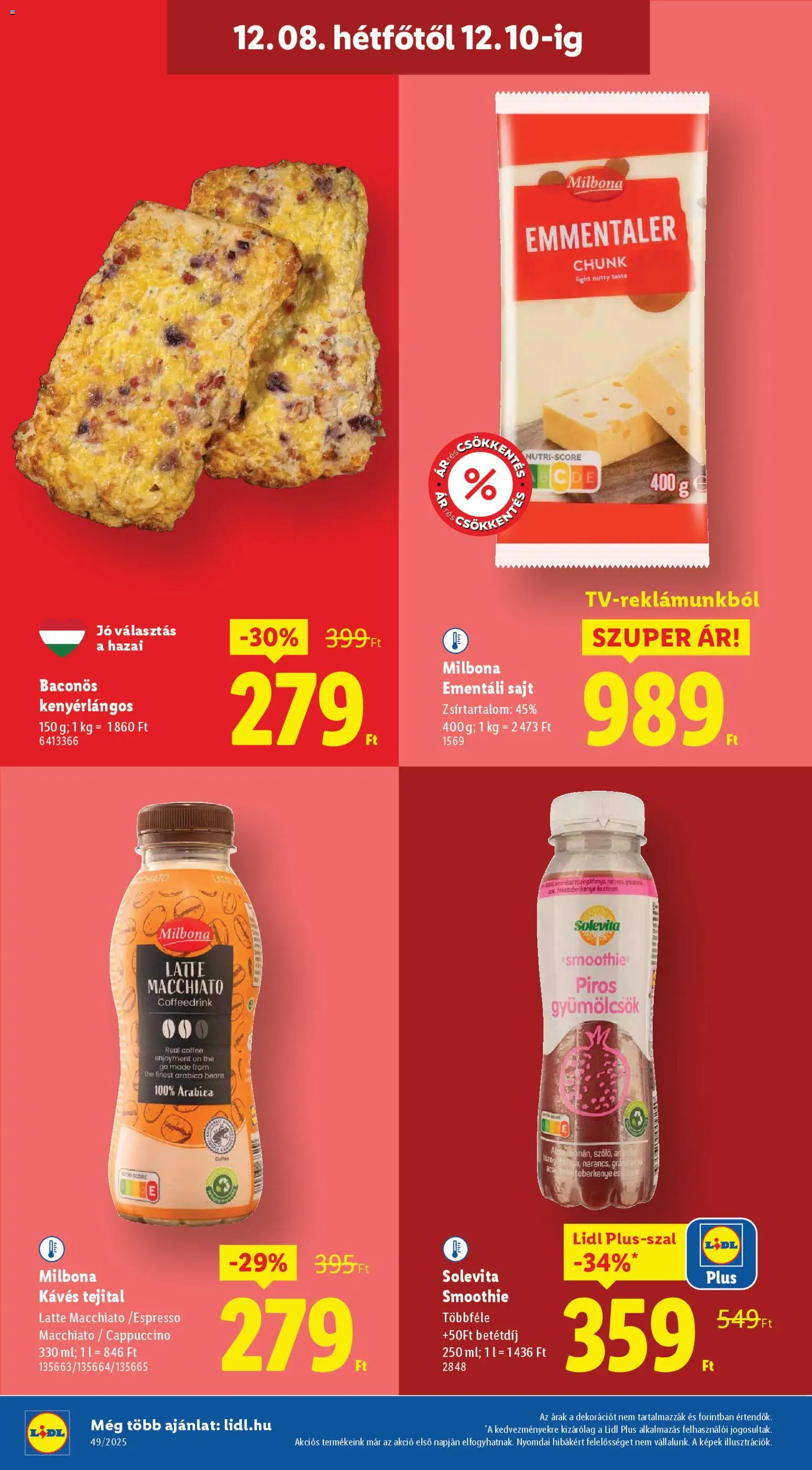 Lidl akciós ujság - amely érvényes a következő dátumtól: 04.12.2025 | Oldal: 52 | Termékek: Cappuccino, Sajt, Alma, Smoothie