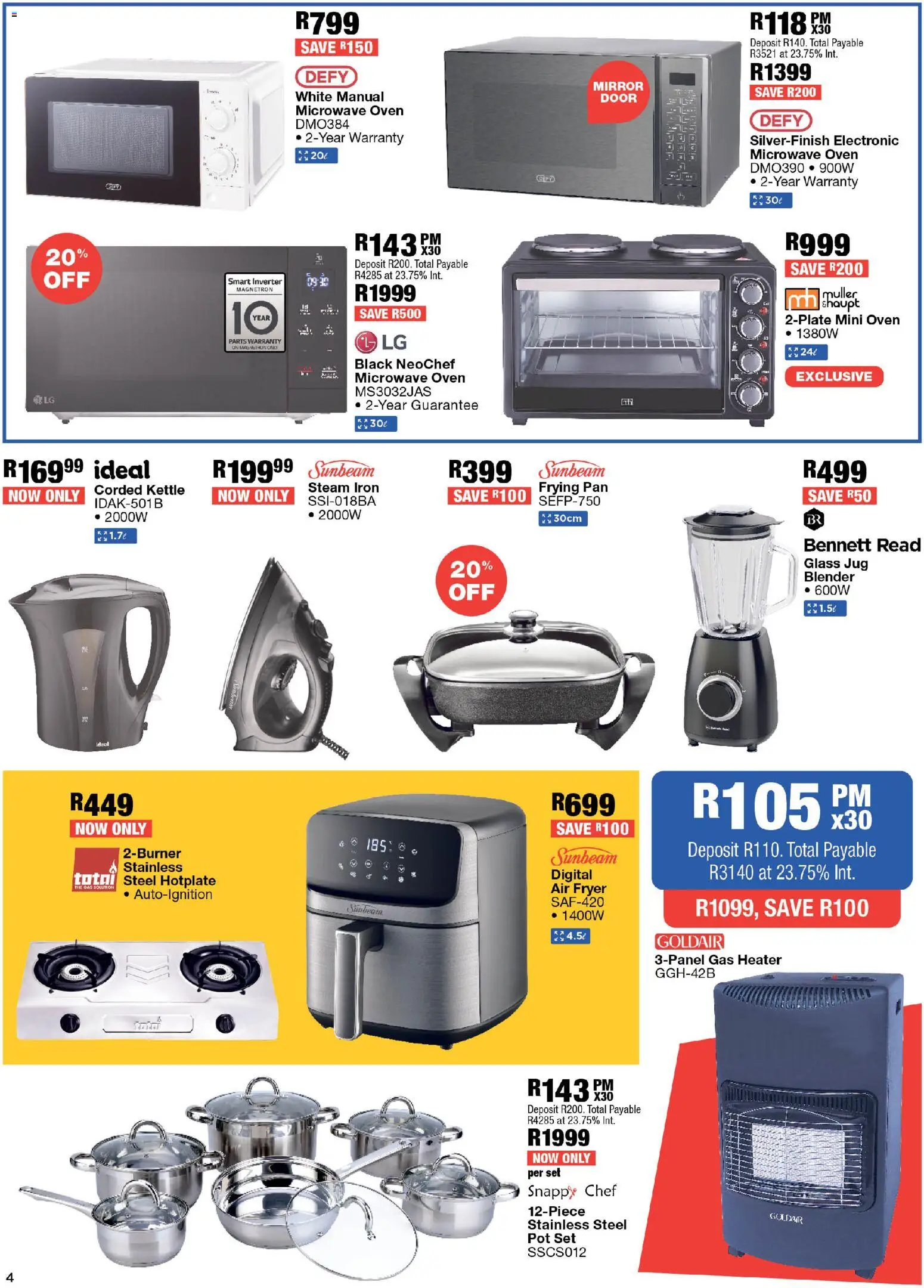 New OK Furniture catalogue – valid from 06.04.2026 | Page: 4 | Products: Oven, Kettle, Microwave, Air fryer