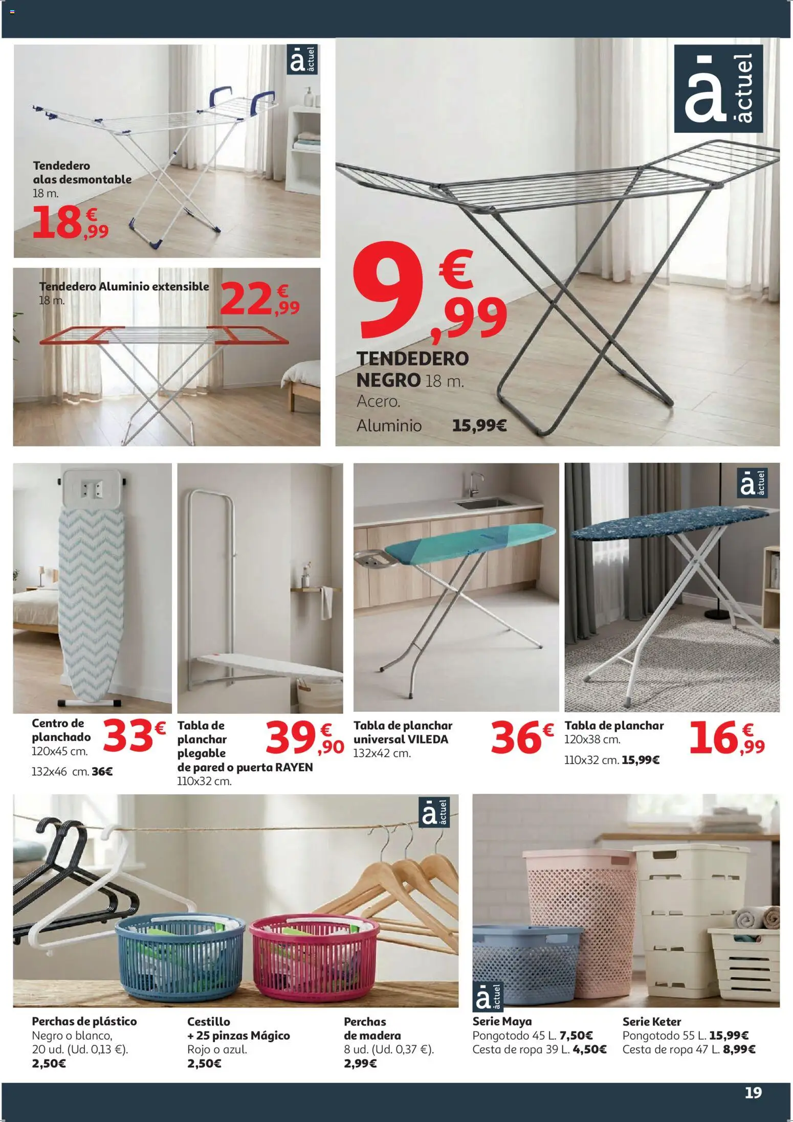 Alcampo - HG Blanco │ válido desde el 09.01.2026 | Página: 19 | Productos: Ropa, Tendedero, Tabla de planchar, Cesta