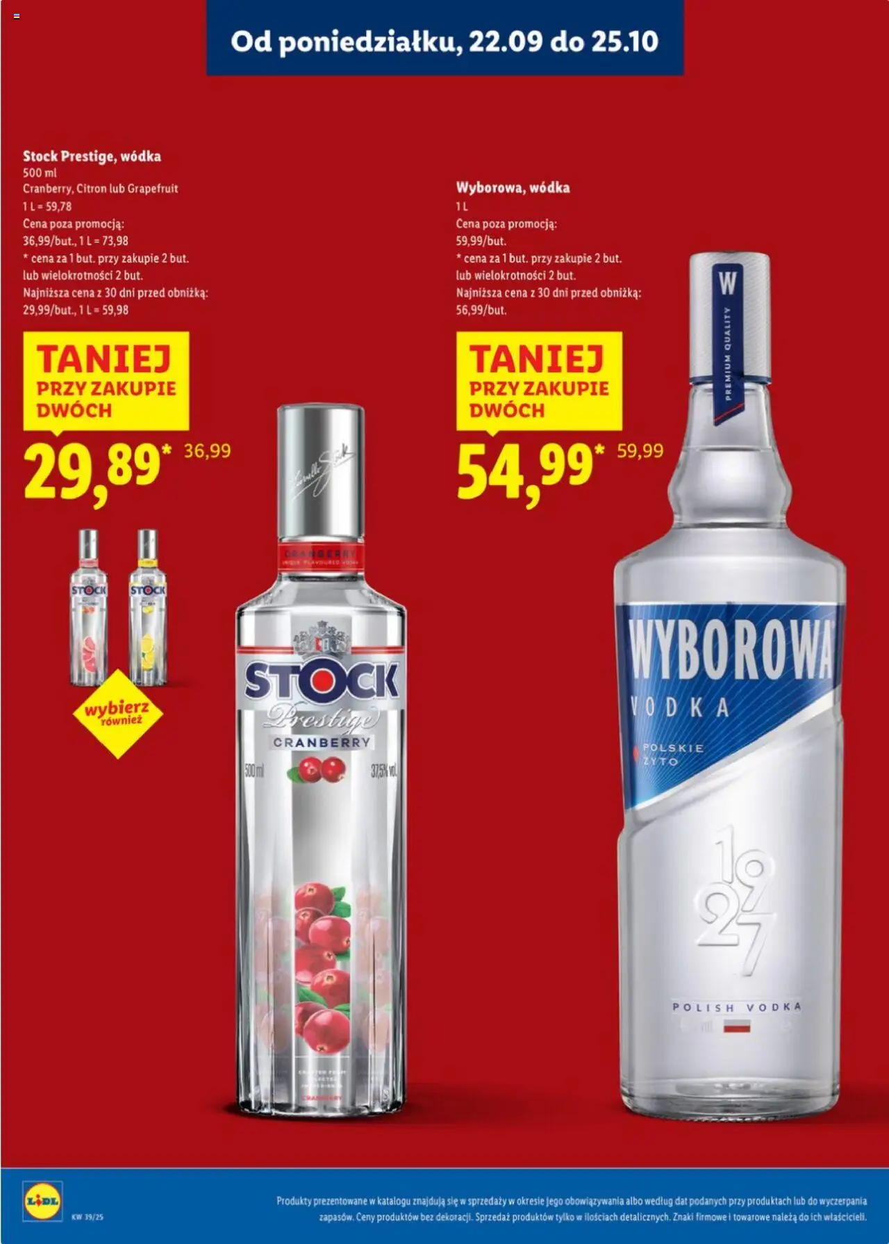Lidl Katalog alkoholi mocnych od 22.09.2025 | Strona: 10 | Produkty: Wódka Stock, Vodka, Wódka