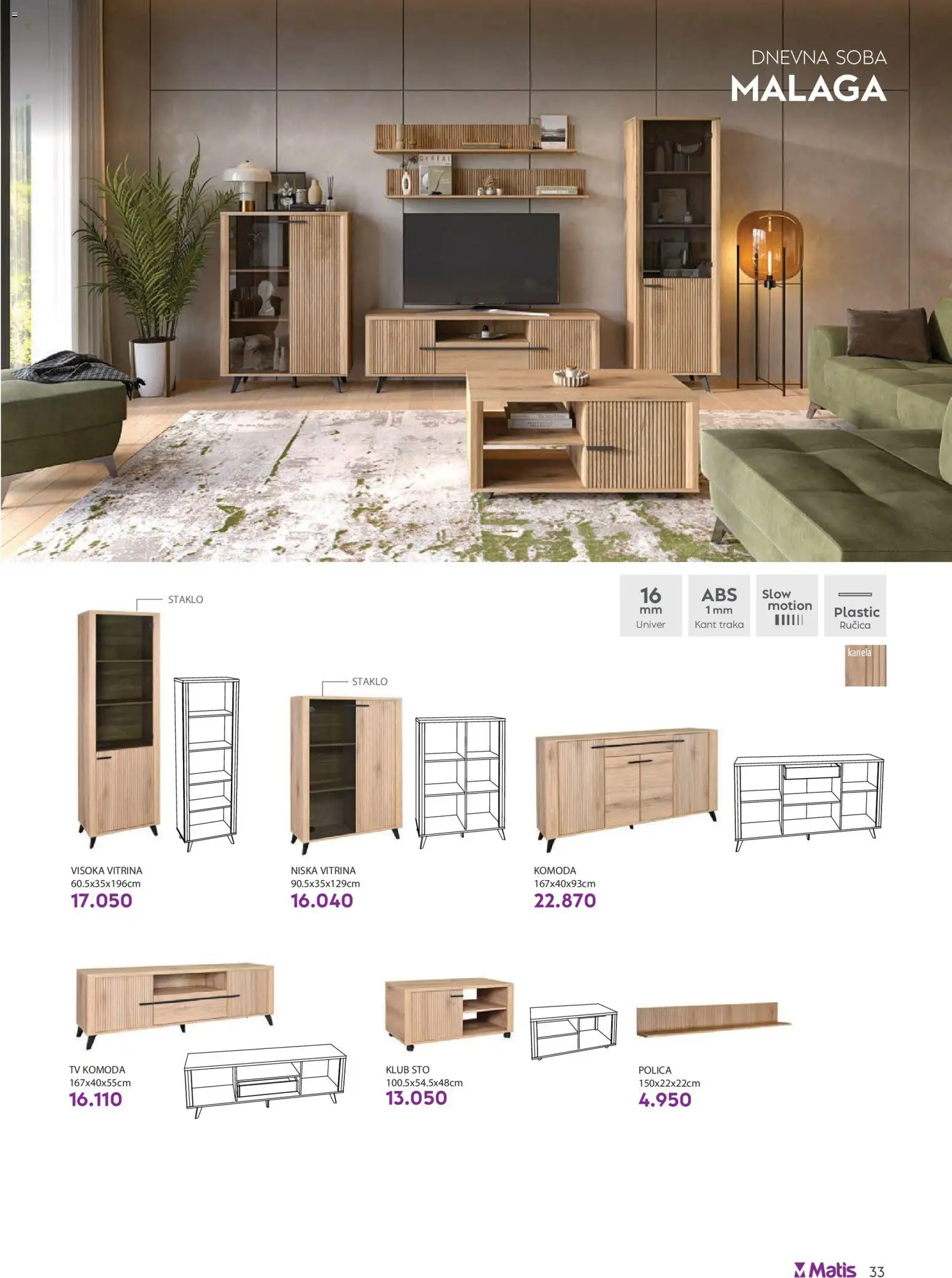 Matis katalog - važi od 01.04.2026 | Strana: 33 | Proizvode: Komoda, Tv komoda, Polica, Sto