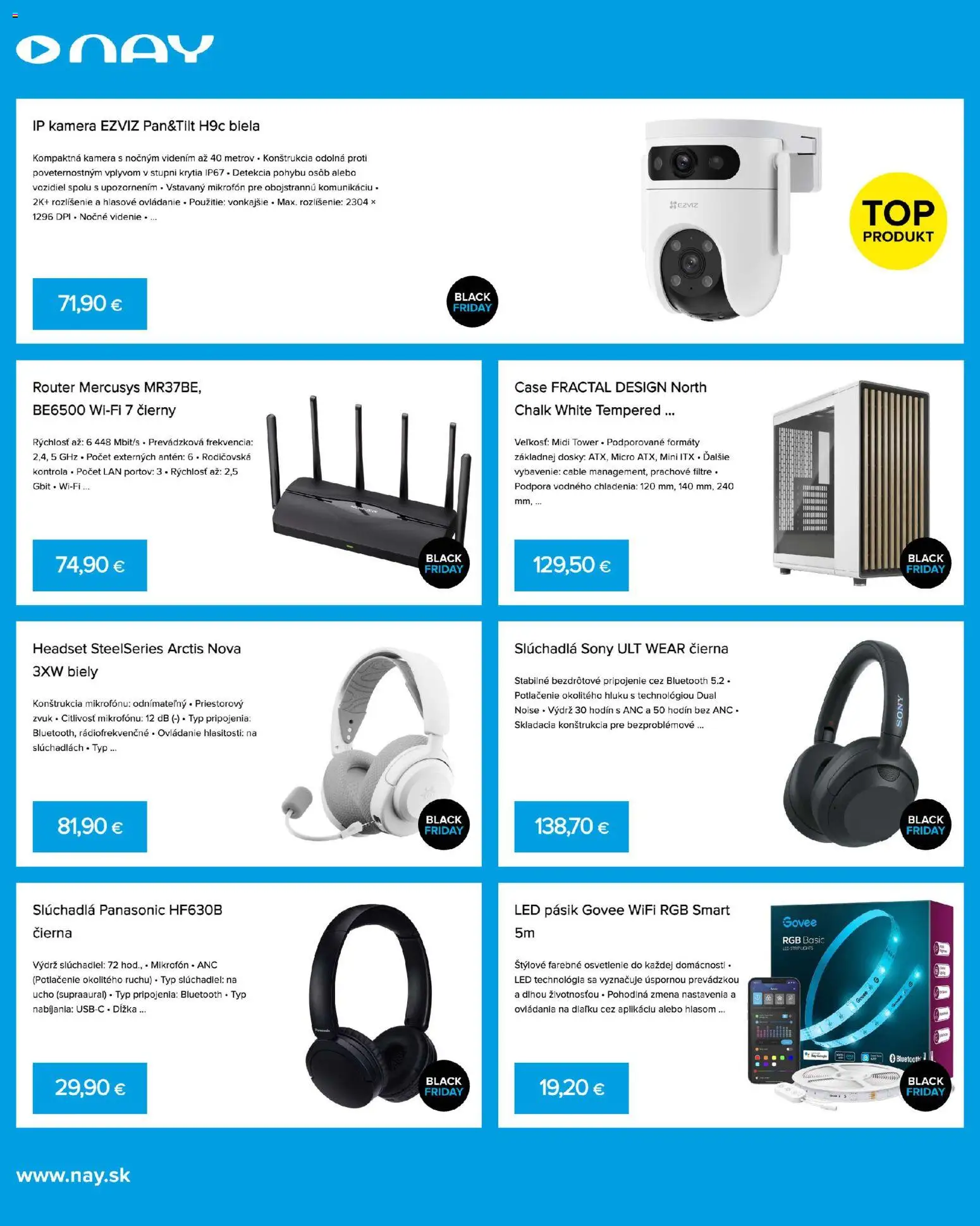 Nové NAY Elektrodom akcie – leták je platný od 10.11.2025 | Strana: 4 | Produkty: Osvetlenie, Led pásik, Slúchadlá