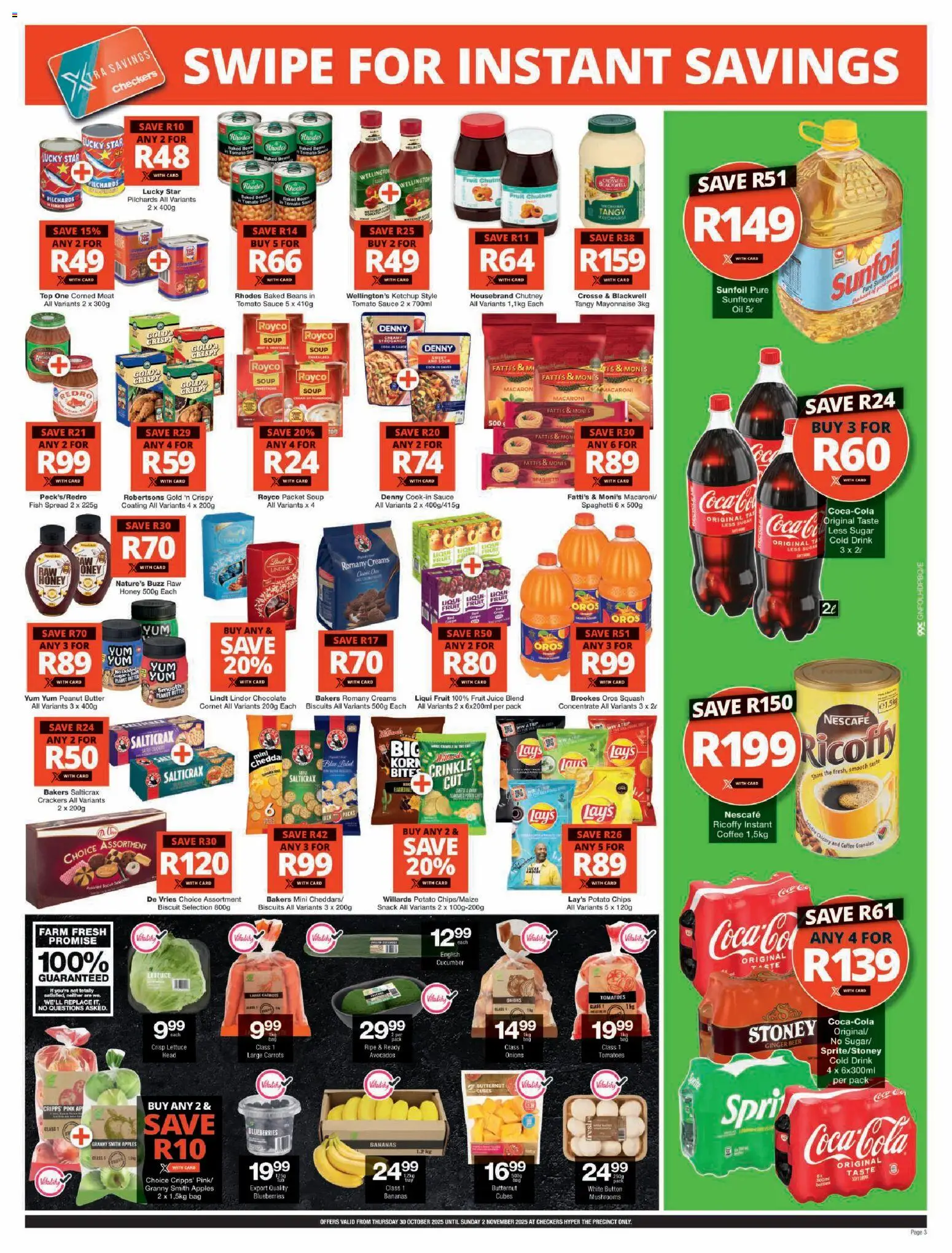New Checkers catalogue – valid from 30.10.2025 | Page: 3 | Products: Beans, Apples, Tomatoes, Lettuce