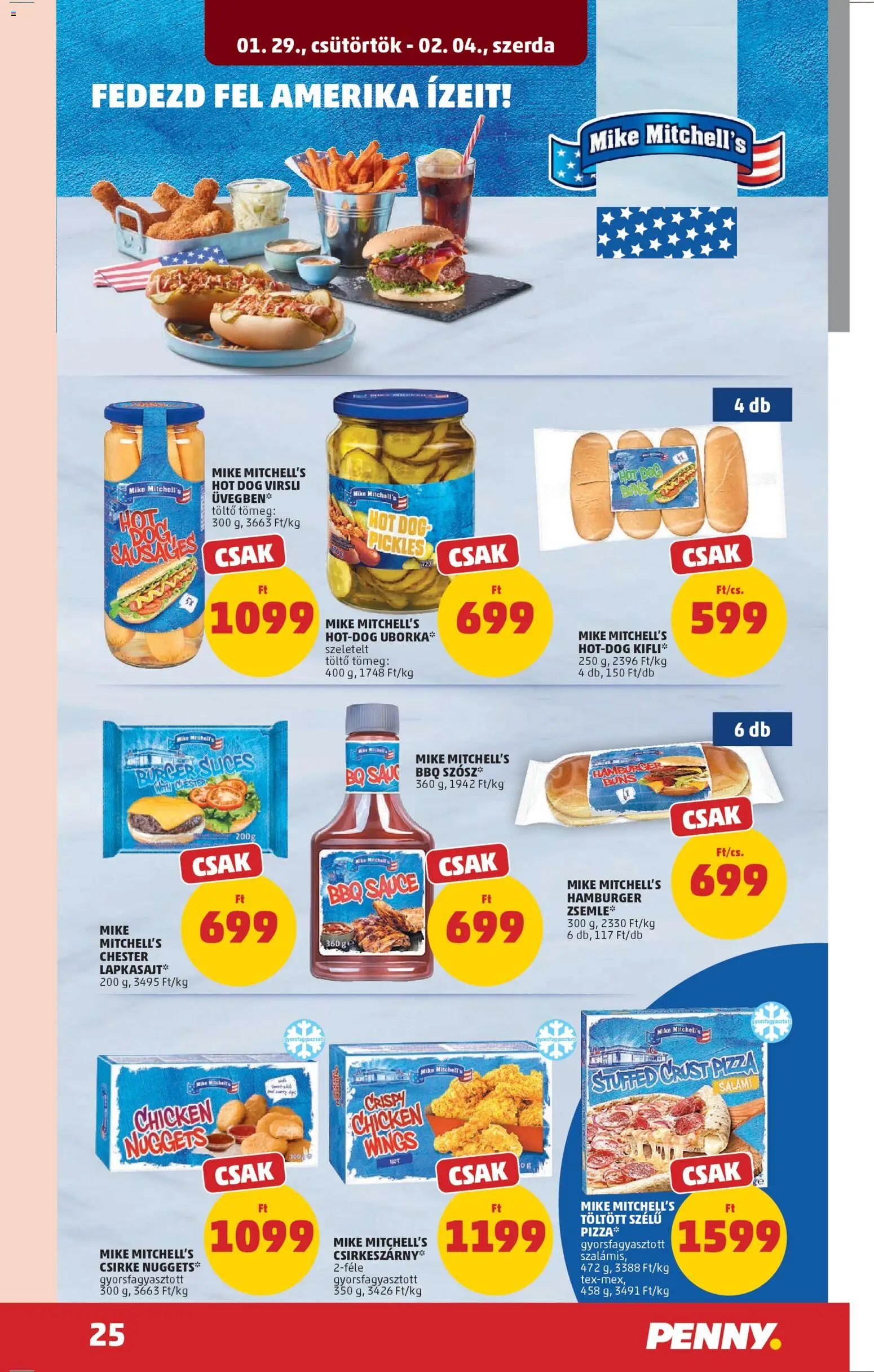 PENNY akciós ujság - amely érvényes a következő dátumtól: 29.01.2026 | Oldal: 29 | Termékek: Hamburger, Töltő, Pizza, Szósz