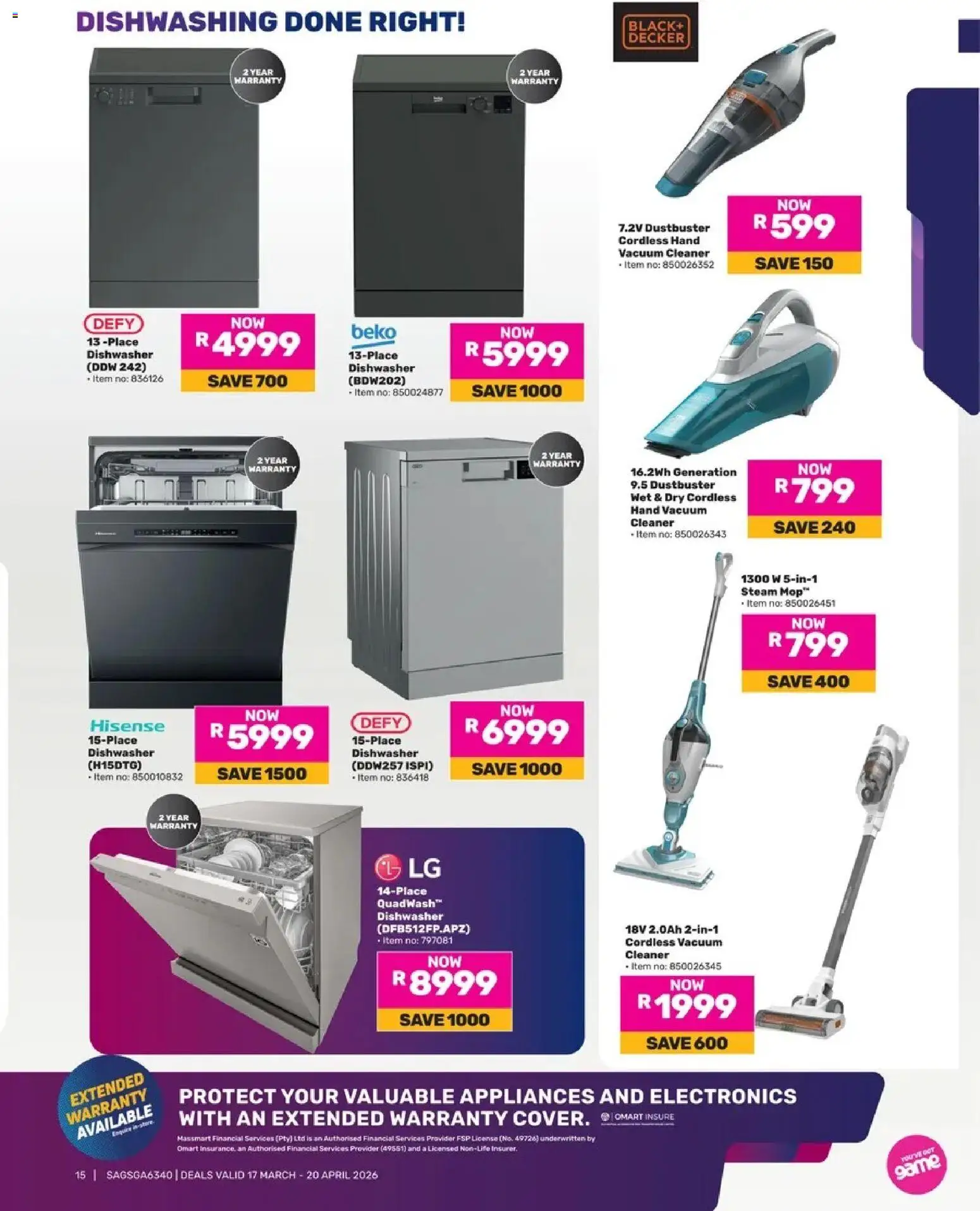 Game Catalogue valid from 17.03.2026 | Page: 15 | Products: Vacuum cleaner, Dishwasher, Game