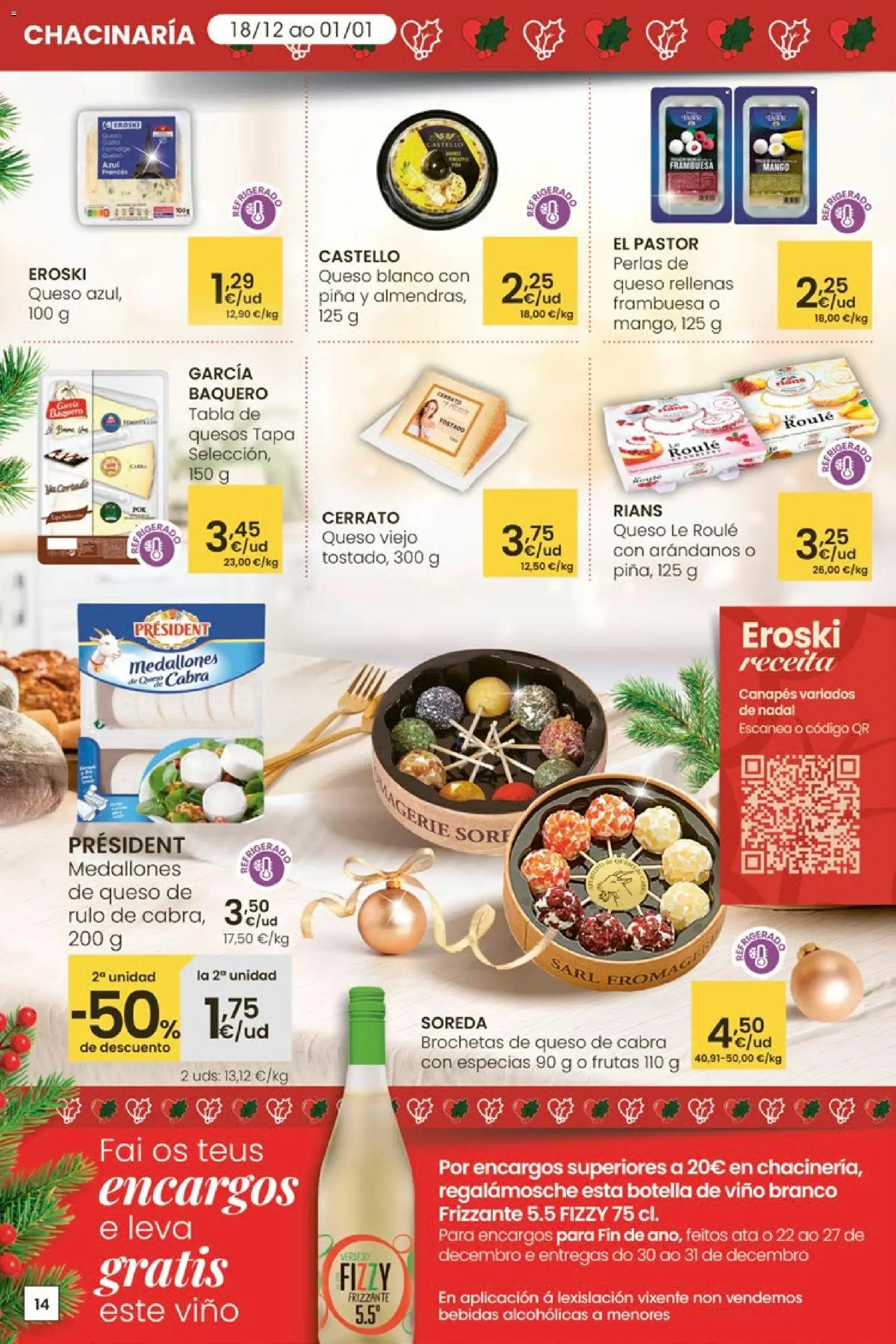 Eroski - Navidad  │ válido desde el 18.12.2025 | Página: 14 | Productos: Medallones, Queso, Vino, Piña
