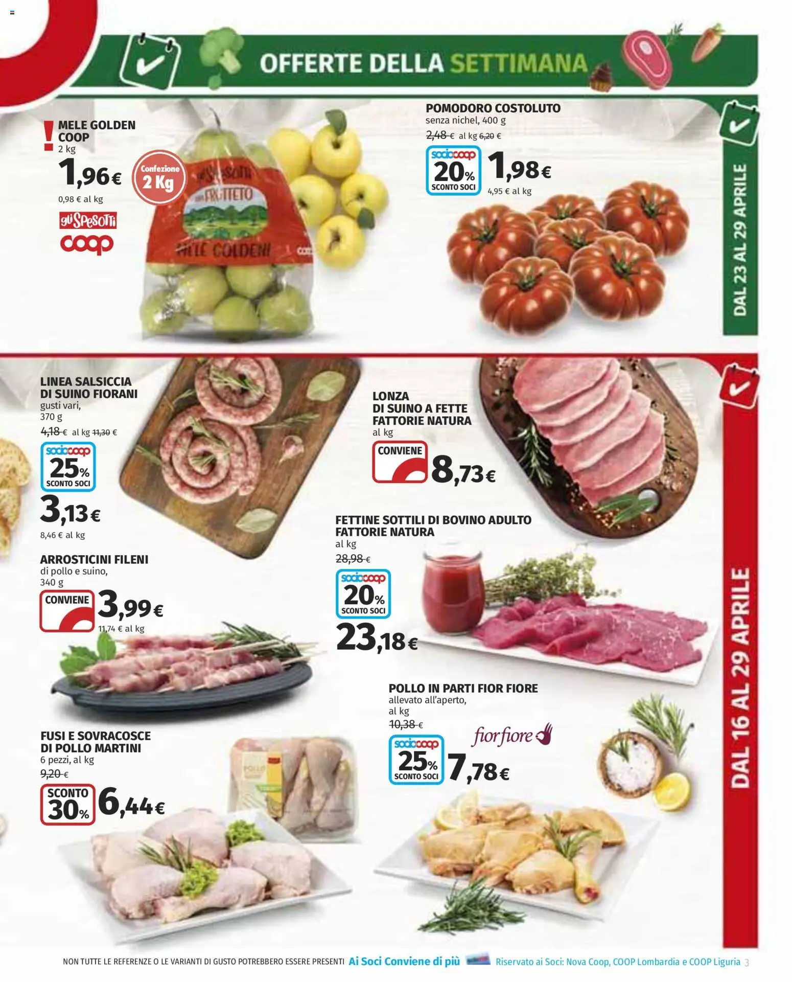 Volantino COOP del 16.04.2026 | Pagina: 3 | Prodotti: Bovino, Pollo, Suino, Pomodoro