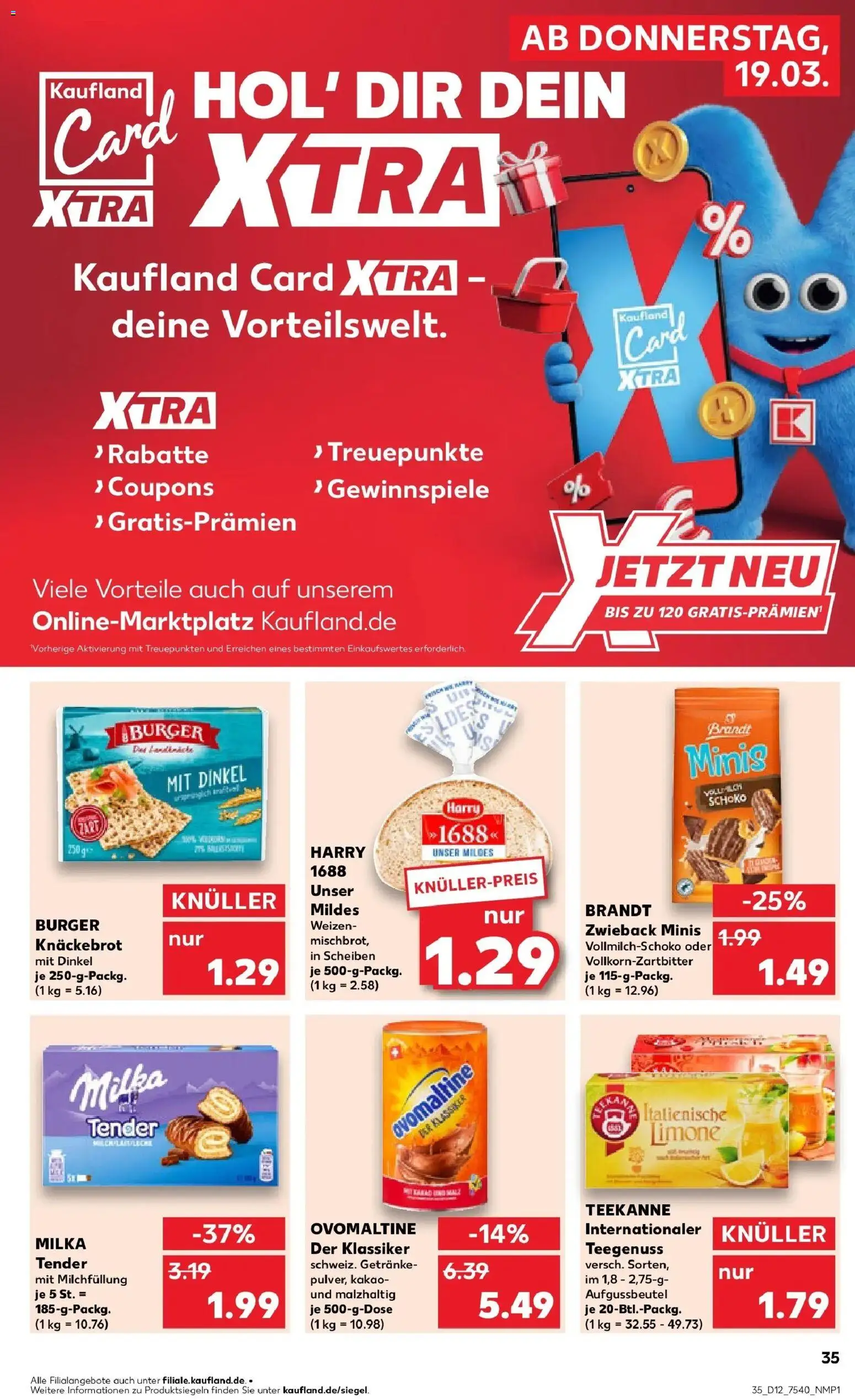 Kaufland Prospekt Merseburg	 – gültig ab 19.03.2026 | Seite: 35 | Produkte: Ovomaltine, Burger, Milka, Teekanne