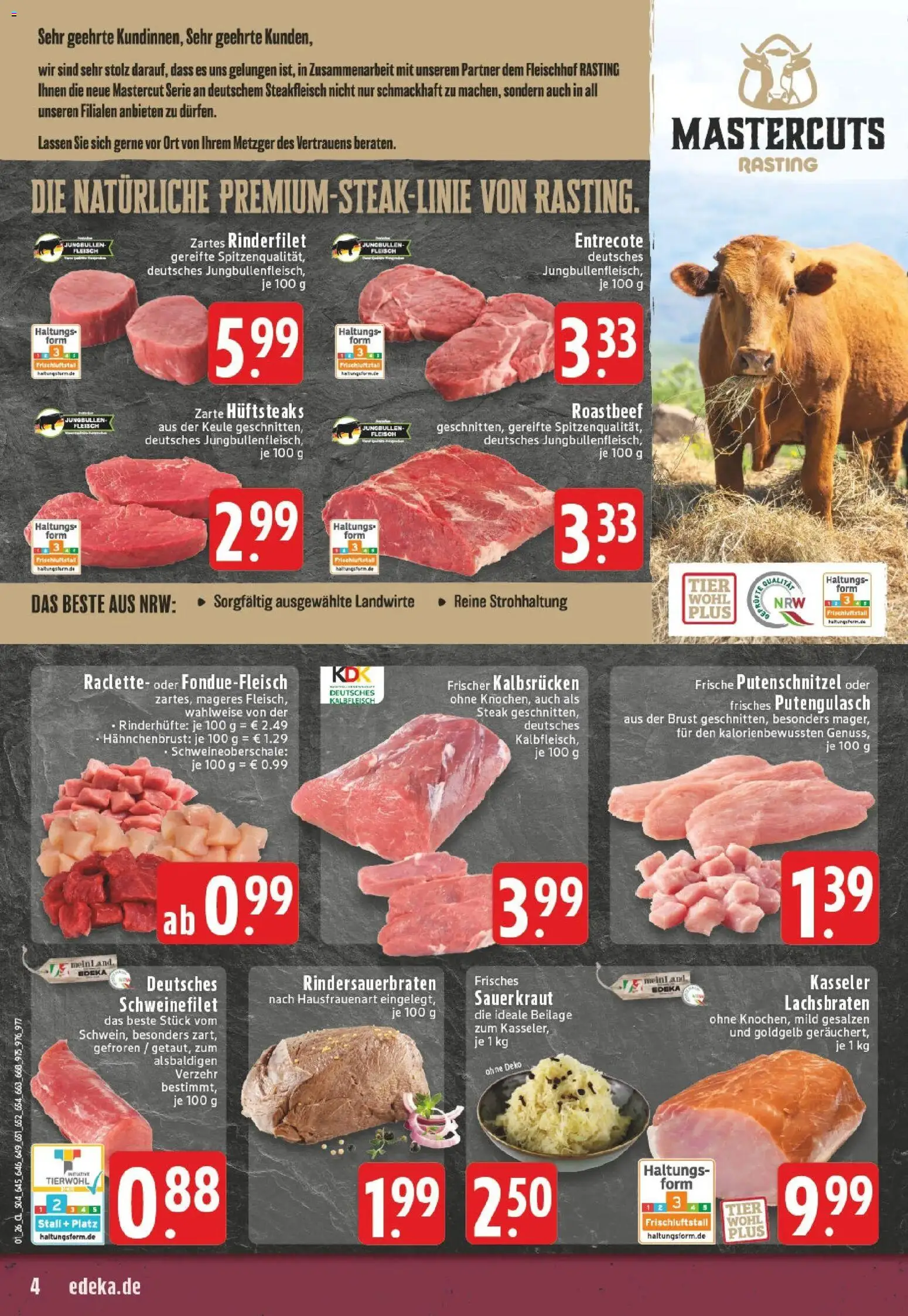 Edeka prospekt Mülheim / Ruhr	 – gültig ab 28.12.2025 | Seite: 4 | Produkte: Entrecote, Steak, Fleisch, Hahnchenbrust